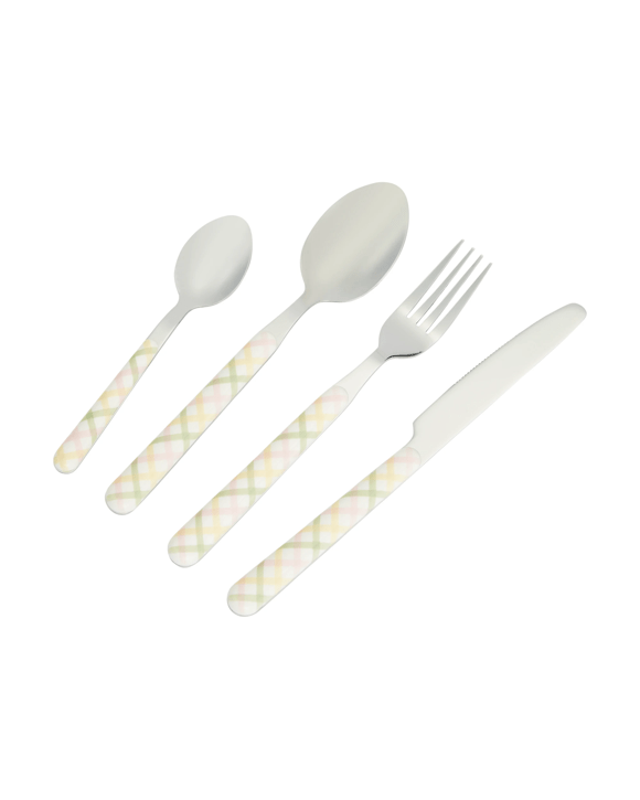 16 Piece Multi Check Cutlery Set