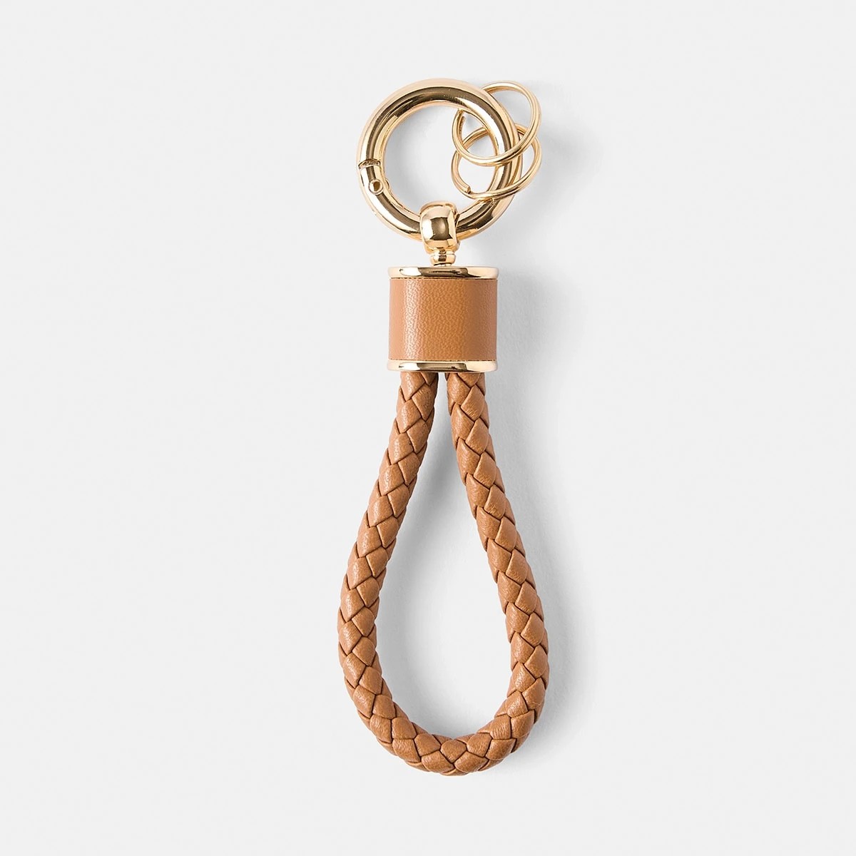 3 PU Loop Keyring - Gold Tone and Tan, 3 of 3