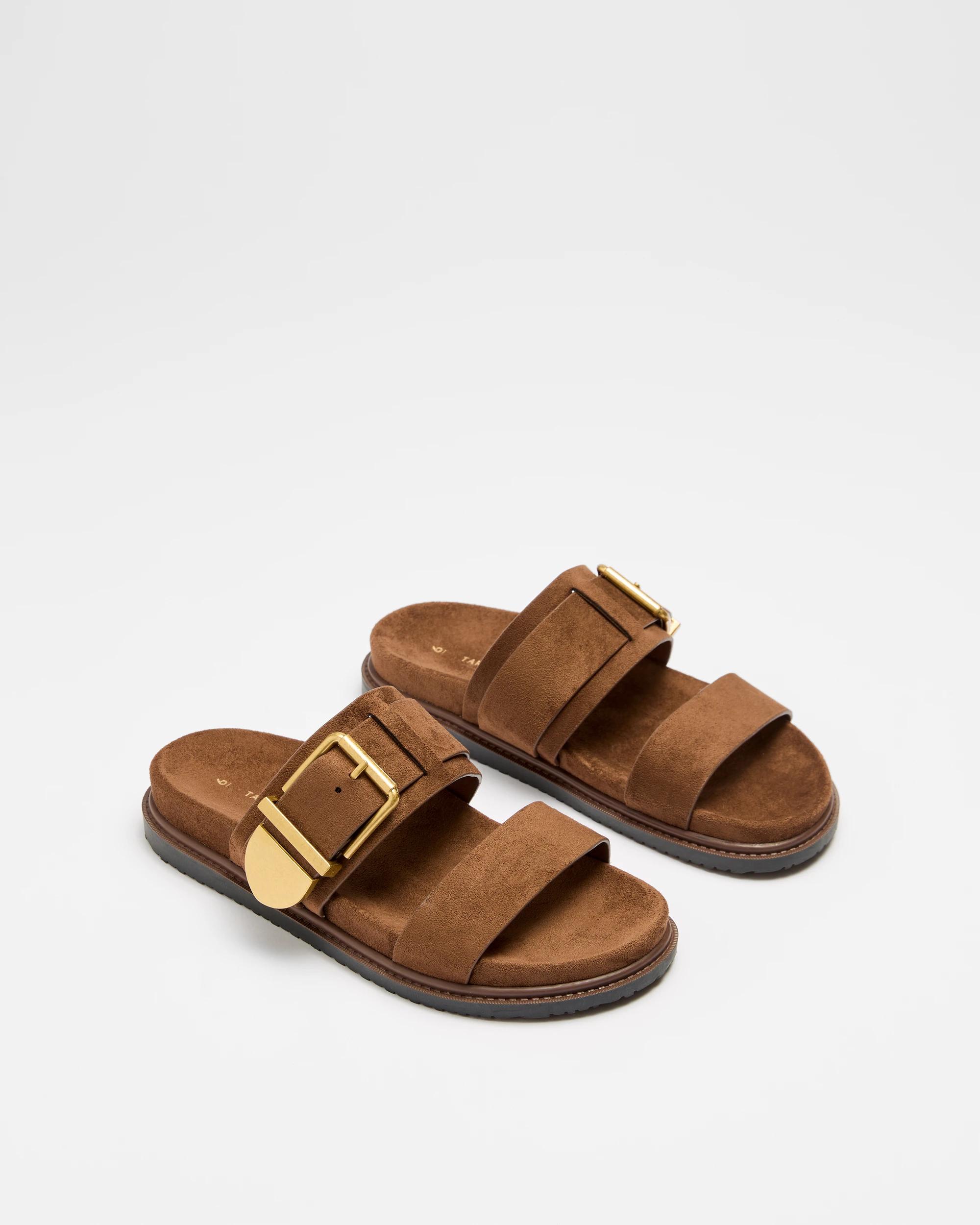 3 Target Womens Buckle Flat Sandal - Henna CHOC FAUX SUEDE, 3 of 3