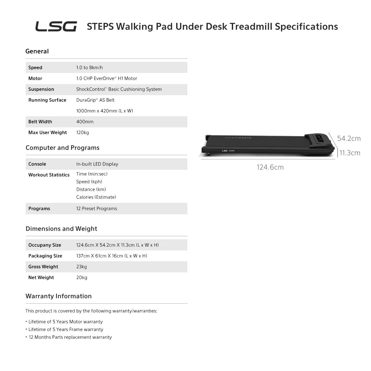 9 LSG STEPS Walking Pad Under Desk Treadmill - Black, 9 of 9