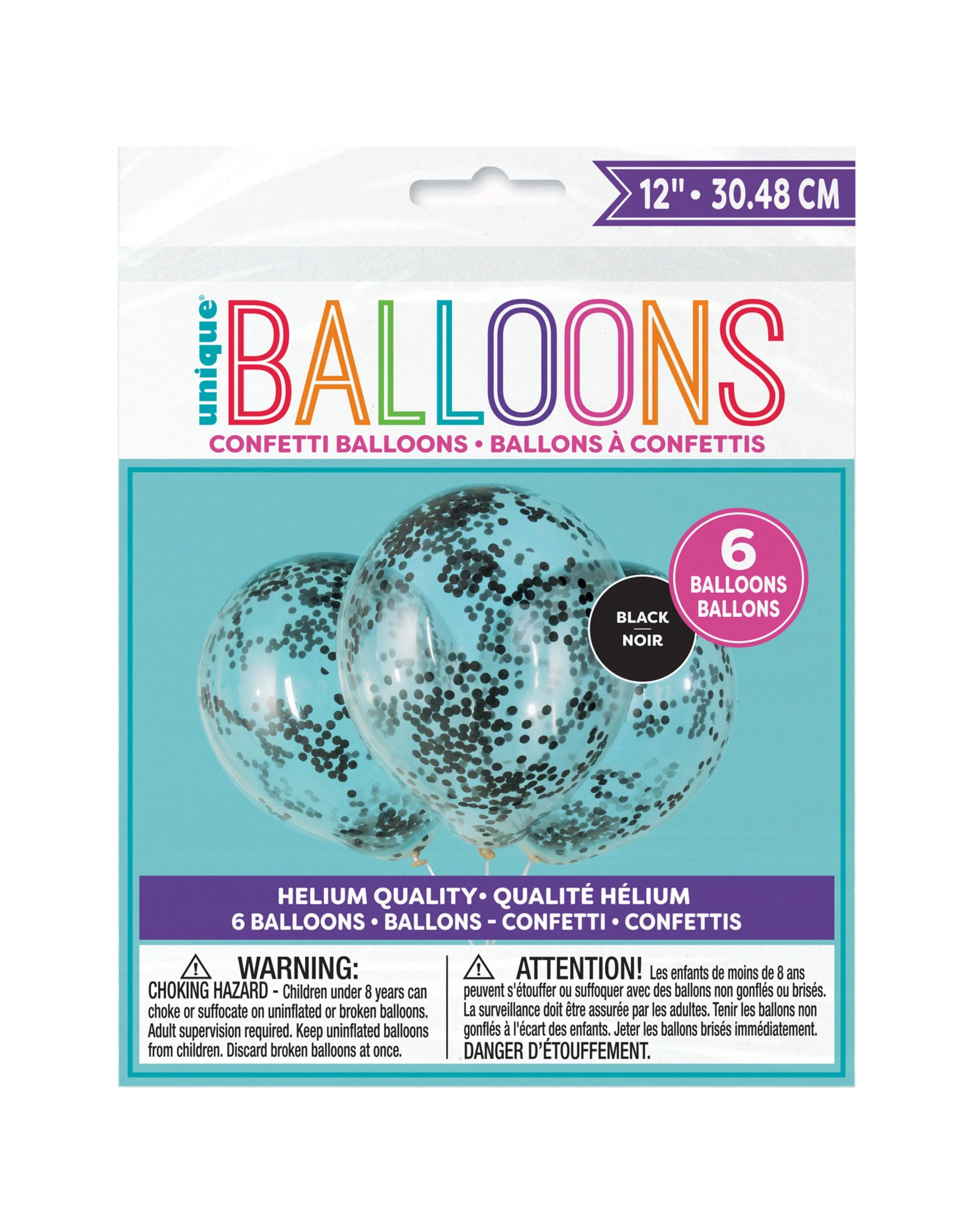 2 Unique Pre-Filled Confetti Balloons Pack of 6 - Black, 2 of 2