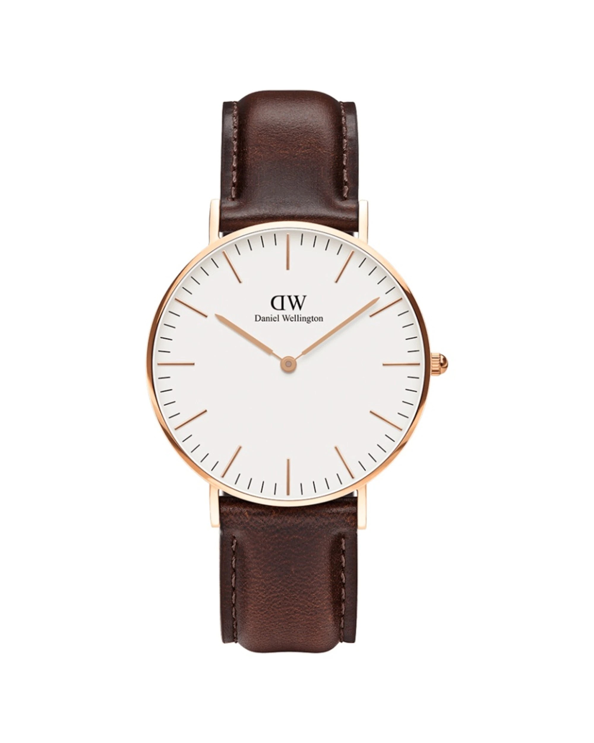 1 Daniel Wellington Classic 40mm Bristol Rose Gold White Dial Brown Leather Strap Watch, 1 of 6