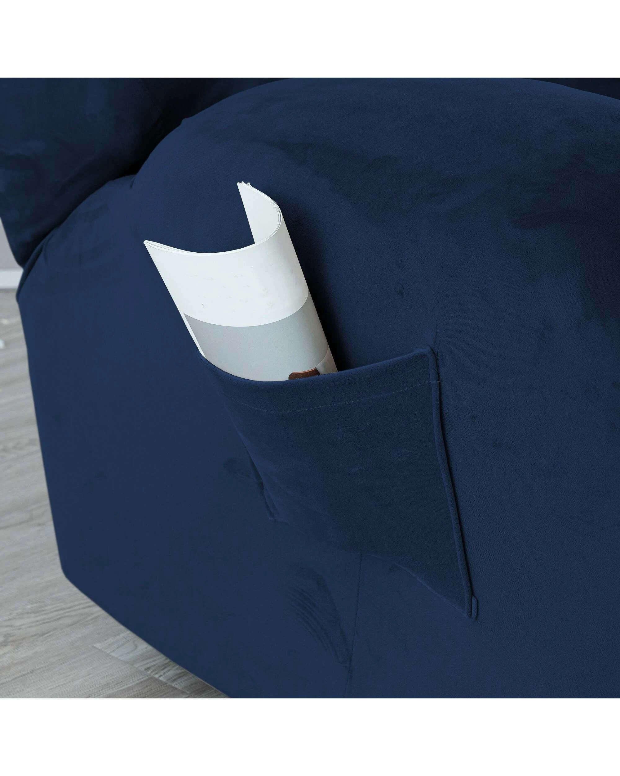 2 Smarcute Velvet Recliner Chair Cover Stretch Sofa Slipcover - Blue, 2 of 5