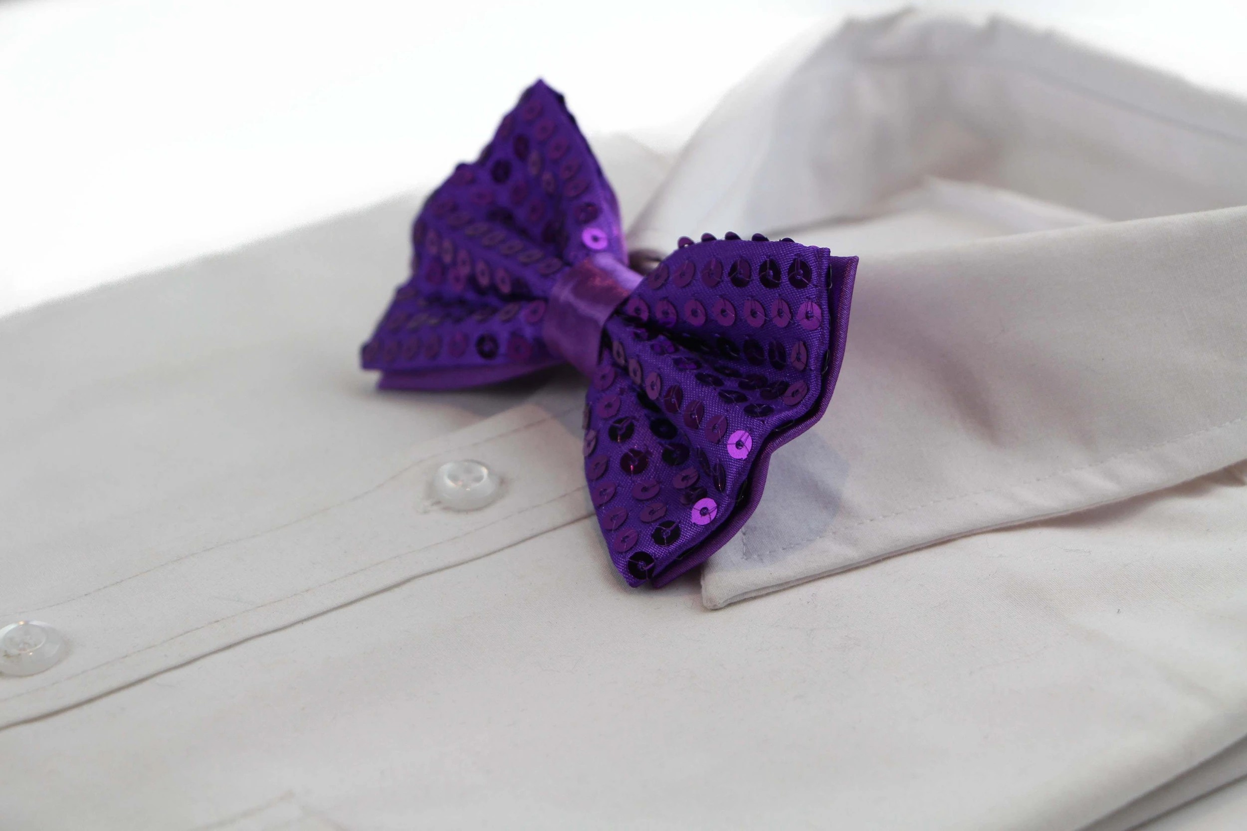 1 Zasel Mens Purple Sequin Patterned Bow Tie - Purple, 1 of 4