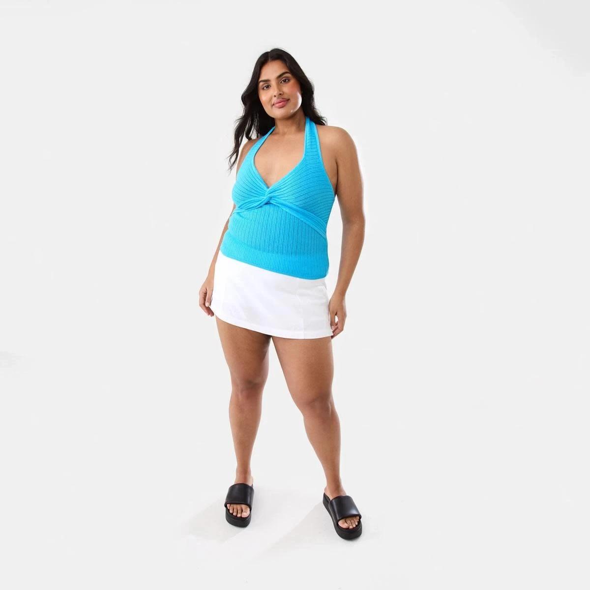 4 Linen Blend Mini Skort WHITE, 4 of 10
