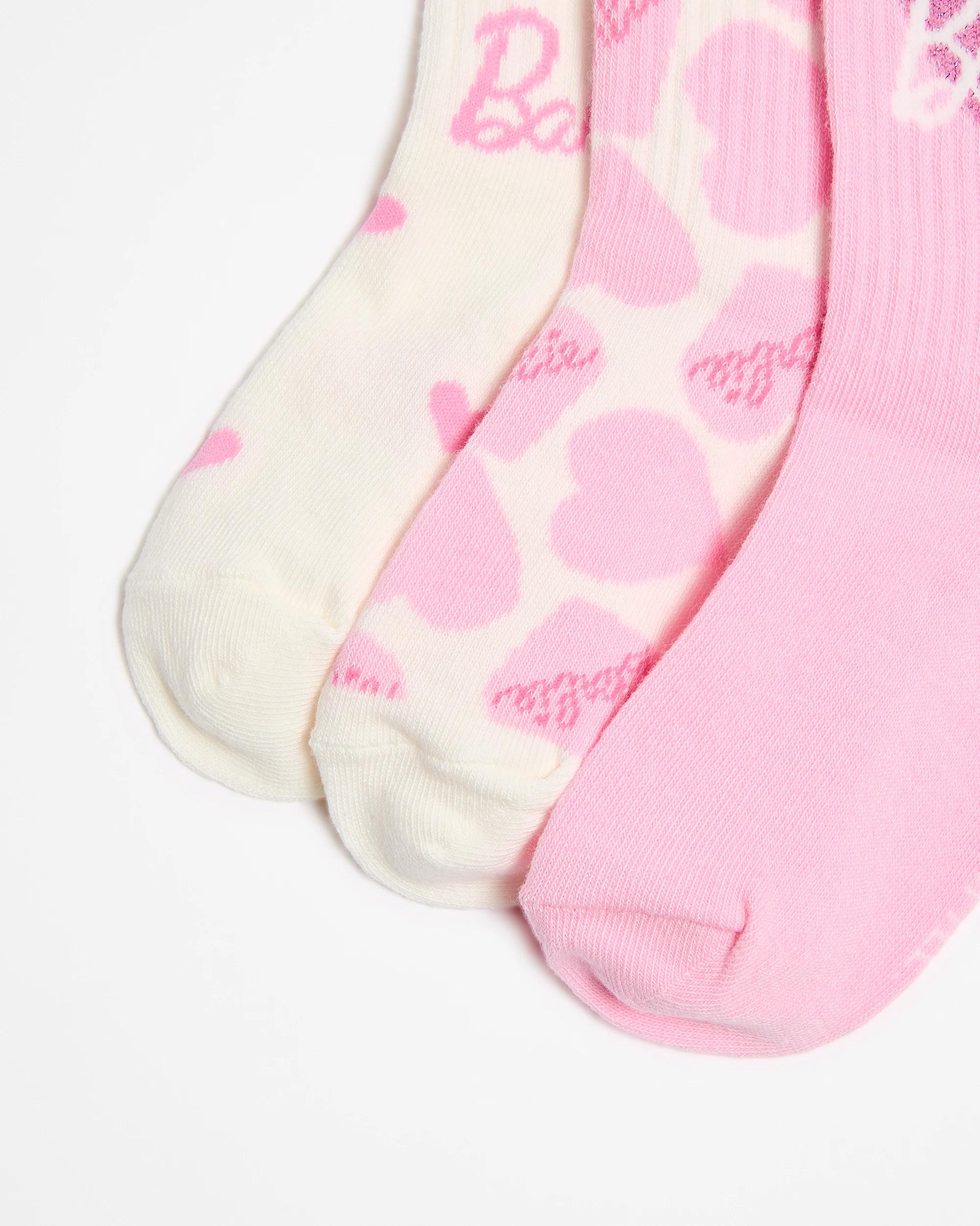 2 Barbie Girls Crew Socks 3 Pack PINK, 2 of 3