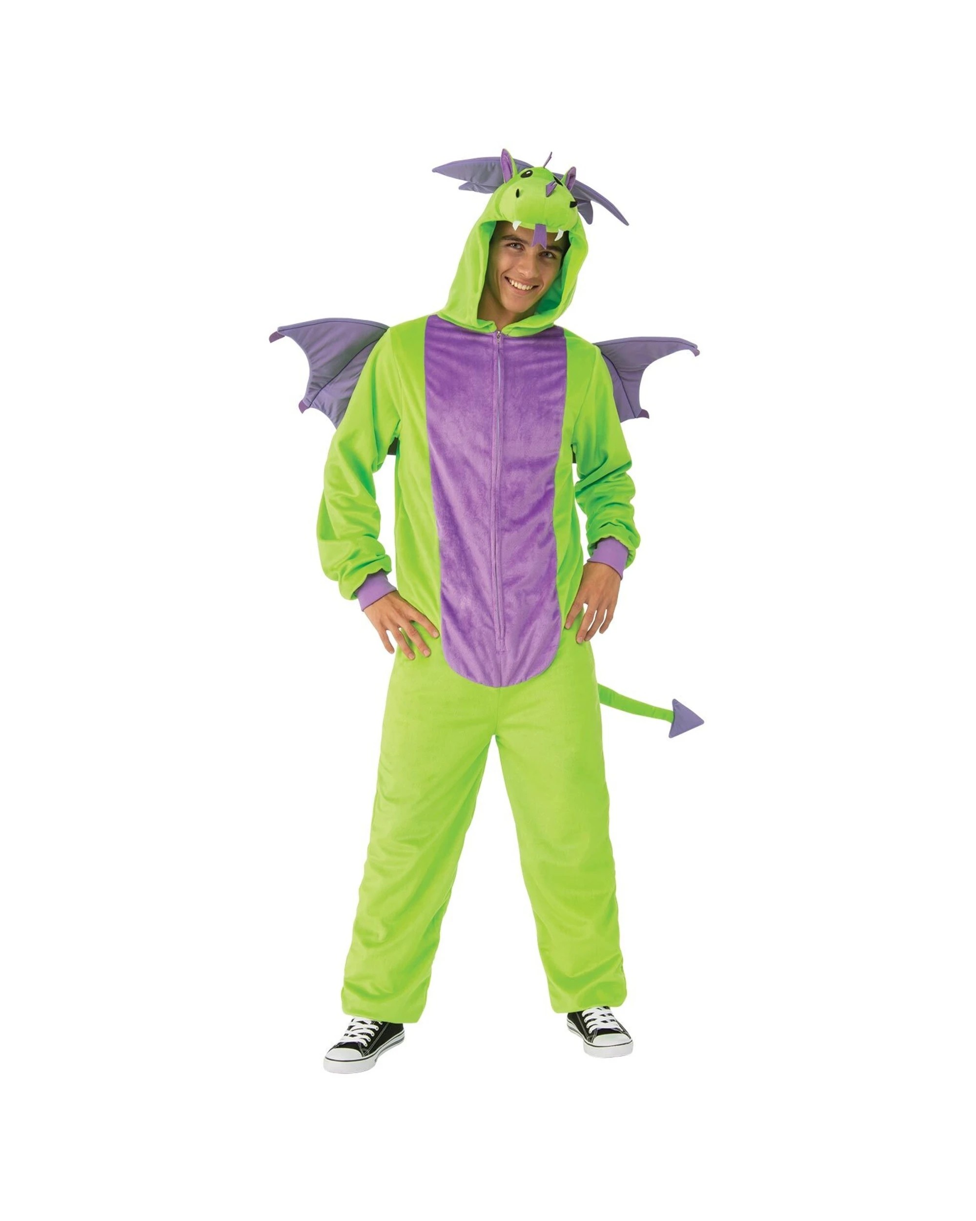 2 Rubies Dragon Furry Onesie Dress Up Costume Size S M - Green, 2 of 2