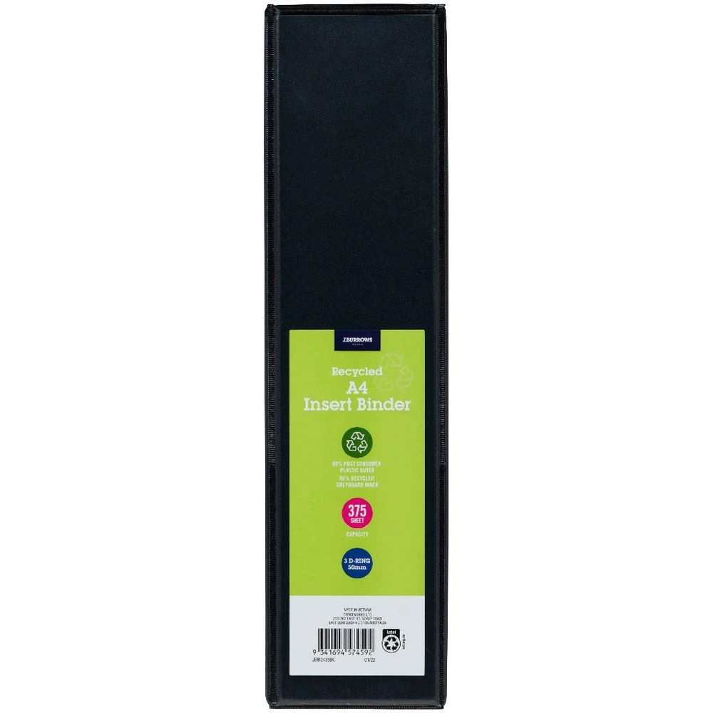 2 J.Burrows Insert Binder A4 3 D-Ring 50mm Black, 2 of 6