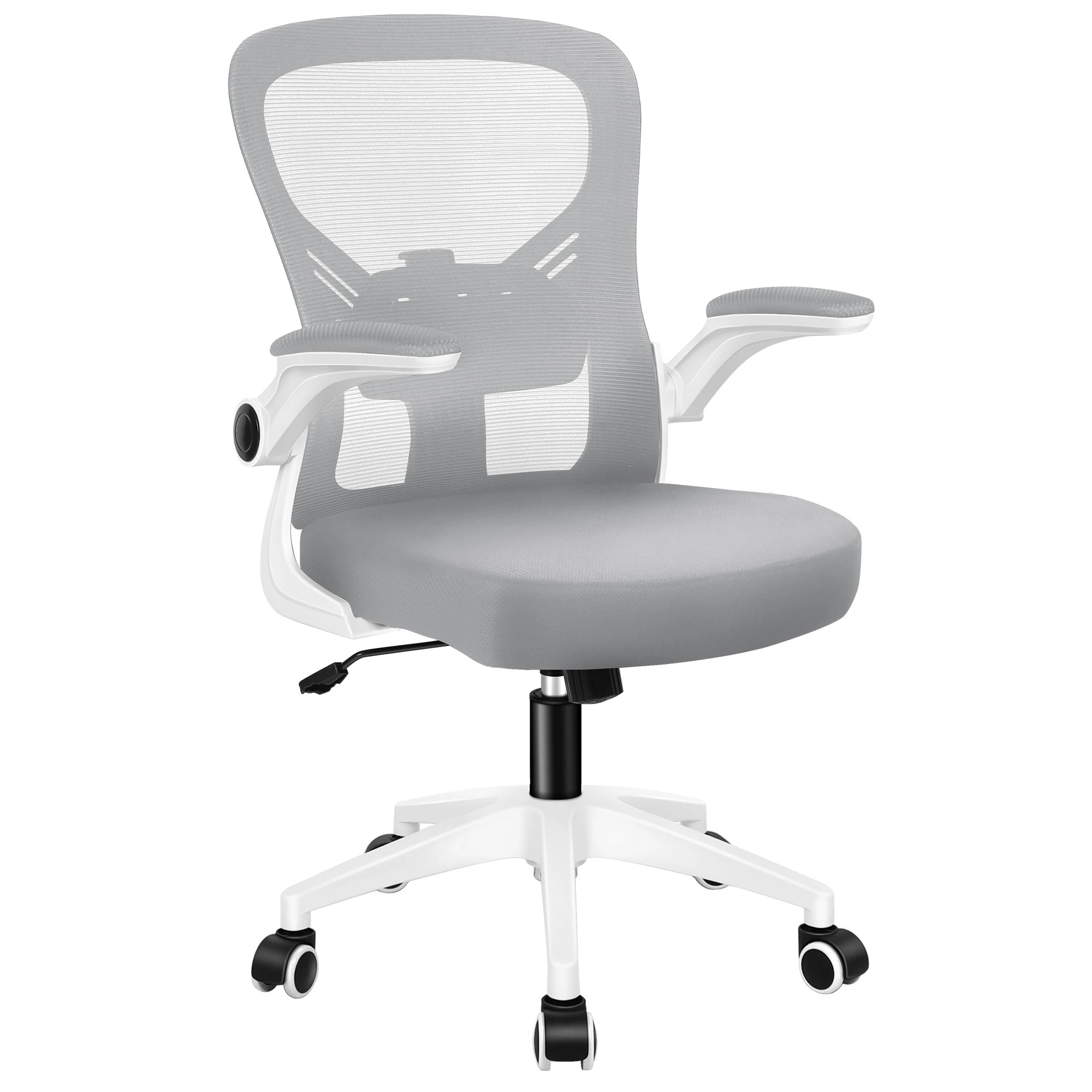 1 Alfordson Mesh Office Chair Executive Tilt Fabric Seat Computer Racing Work Seat - White Grey, 1 of 10