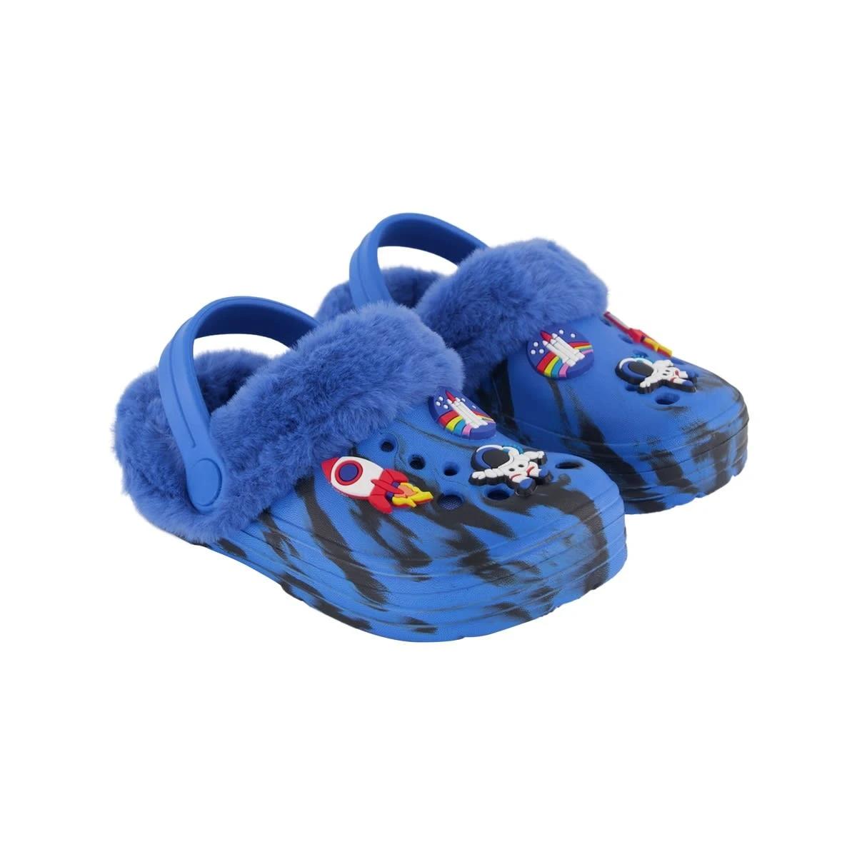 2 Junior Faux Fur Lined Clogs Marbleblue, 2 of 4