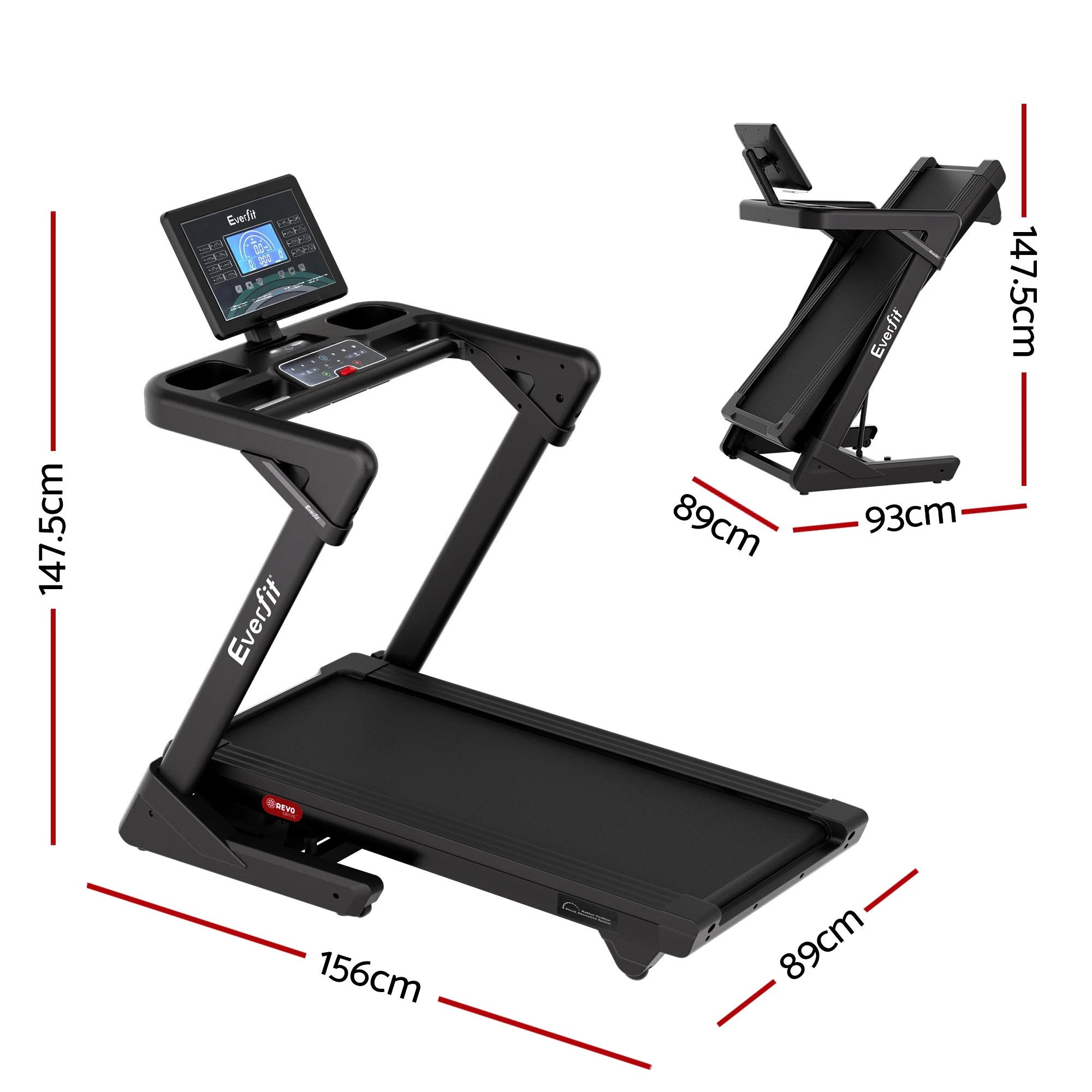 2 Everfit 3 in 1 Treadmill 30% Auto Incline Foldable Treadmills for Home with LED Lights 500mm Belt, 2 of 9