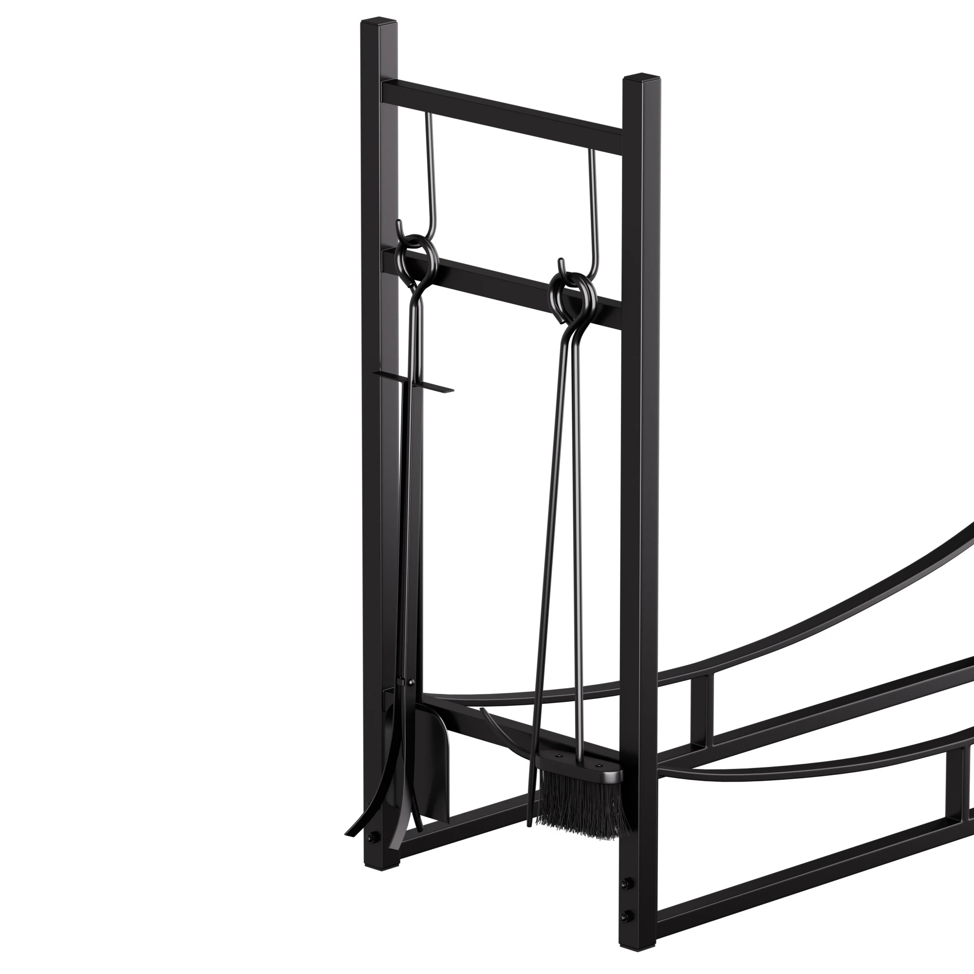 5 Moyasu Fireplace Log Rack with Kindling Holder - Black, 5 of 9