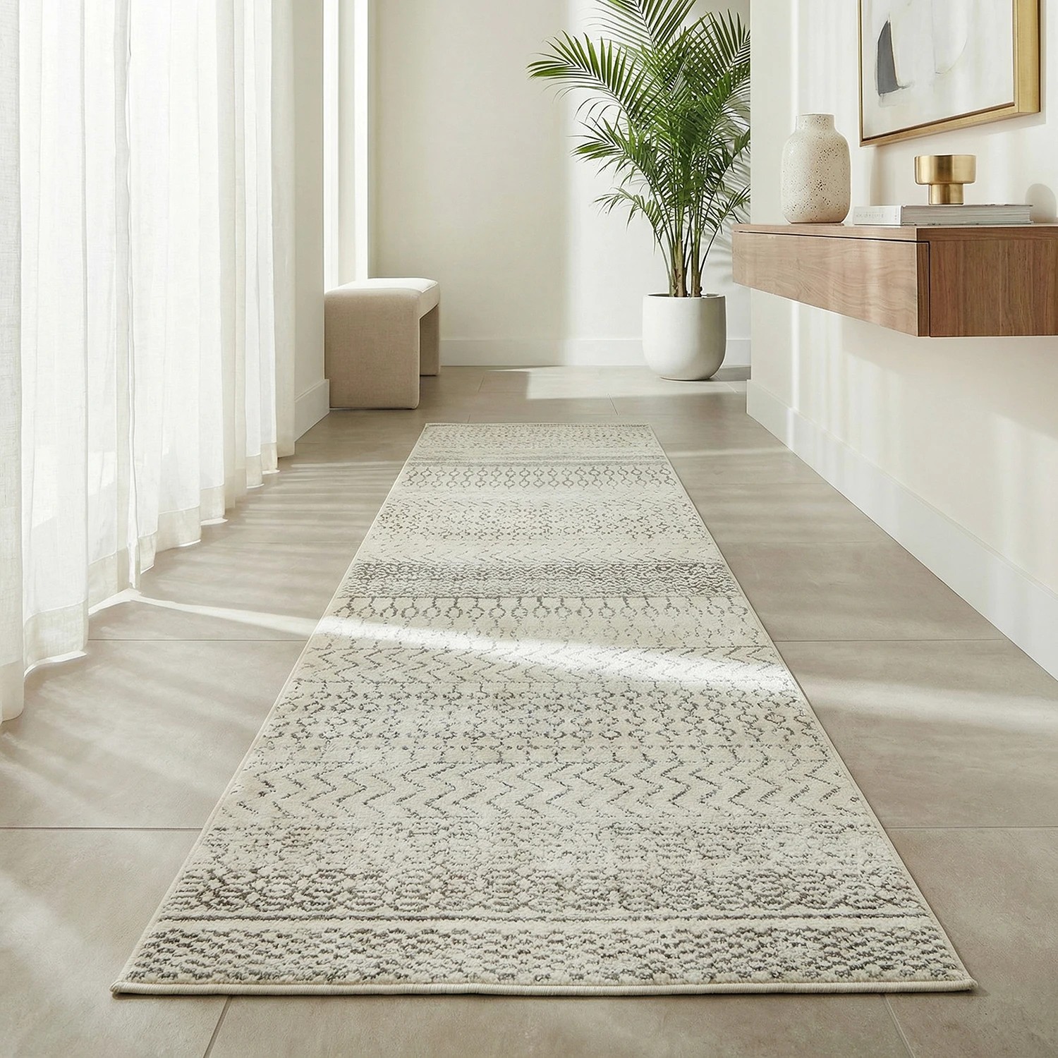 RUG CULTURE Chrome Harper Silver Runner Rug — 100% Polypropylene, 10 mm ...