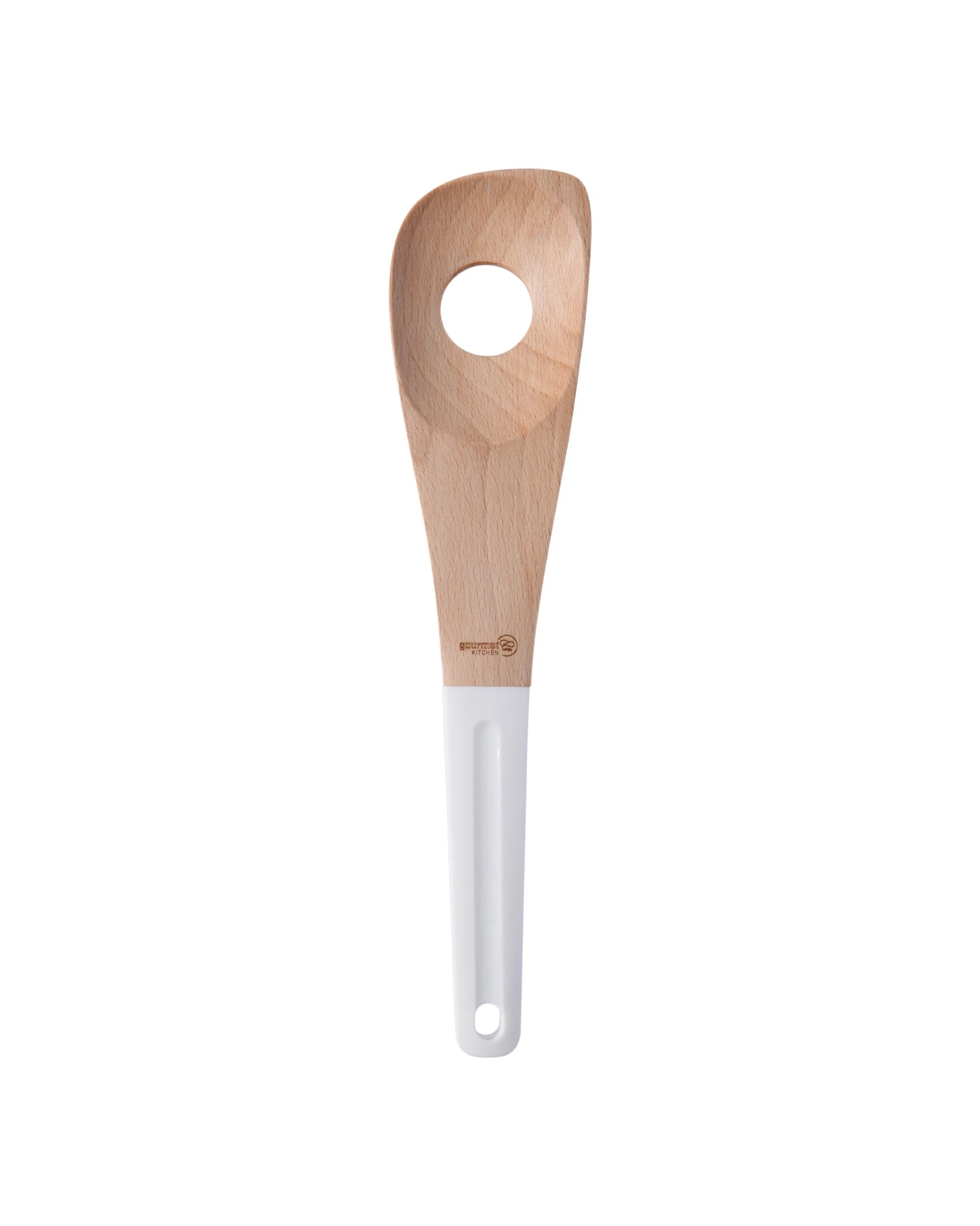 4 Gourmet Kitchen Modern Beech Wood Corner Spoon with Silicone Grip - White, 4 of 9