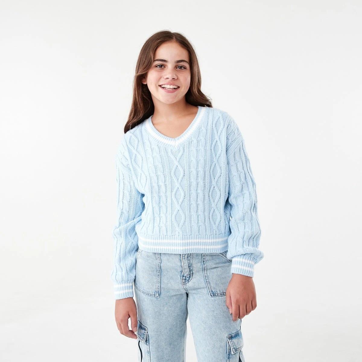 1 Cable Knit Jumper Doll Blue, 1 of 9