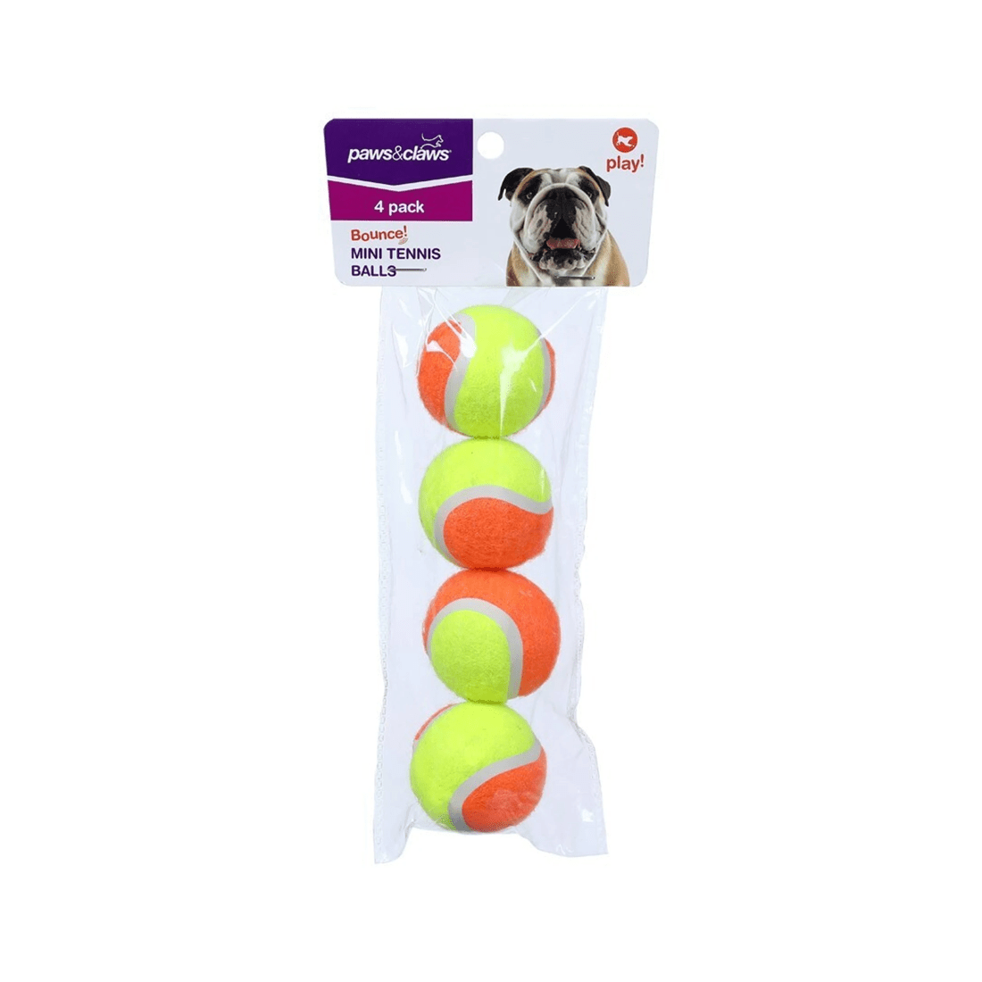 2 Paws And Claws 4pk 4cm Mini Tennis Ball Dog Toy Interactive Play Bright Colours
 - Green, 2 of 9