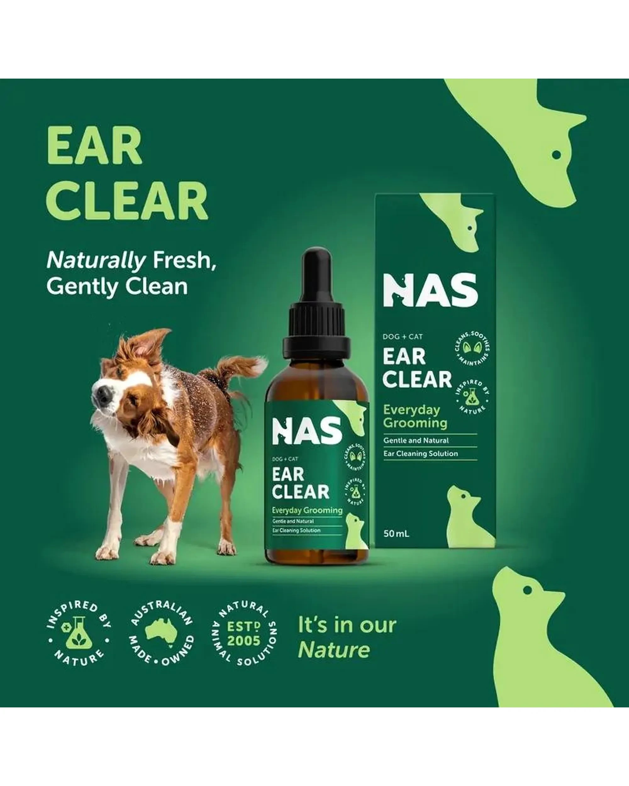 5 NAS Ear Clear Everyday Grooming Ear Cleaning Solution for Dogs & Cats 50ml, 5 of 8
