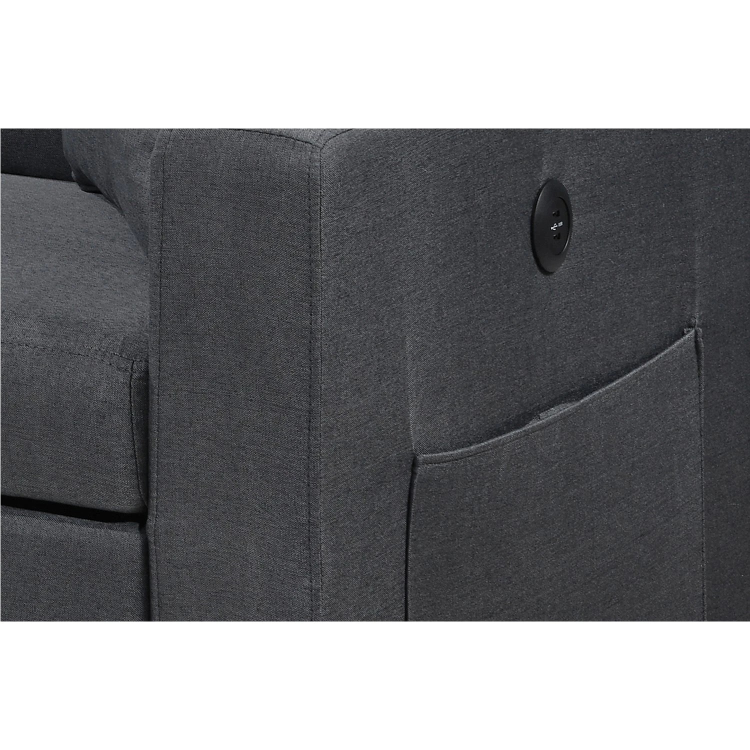 8 Foret 3 Seater Modular Sofa Bed Corner Lounge Pullout Storage Usb Charcoal, 8 of 9