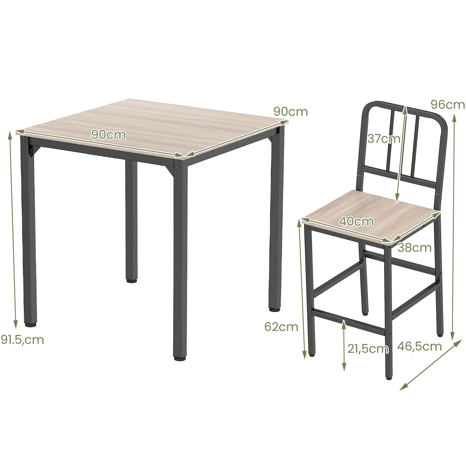 4 Costway 5PCS Counter Height Dining Table Set Dining Table Set Kitchen Bar Table & Chairs Set - Grey, 4 of 4