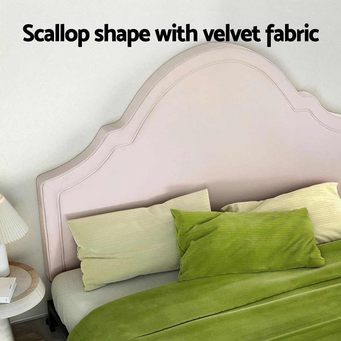 5 Artiss Bed Frame Bed Head Headboard King Velvet IRIS - Beige, 5 of 7
