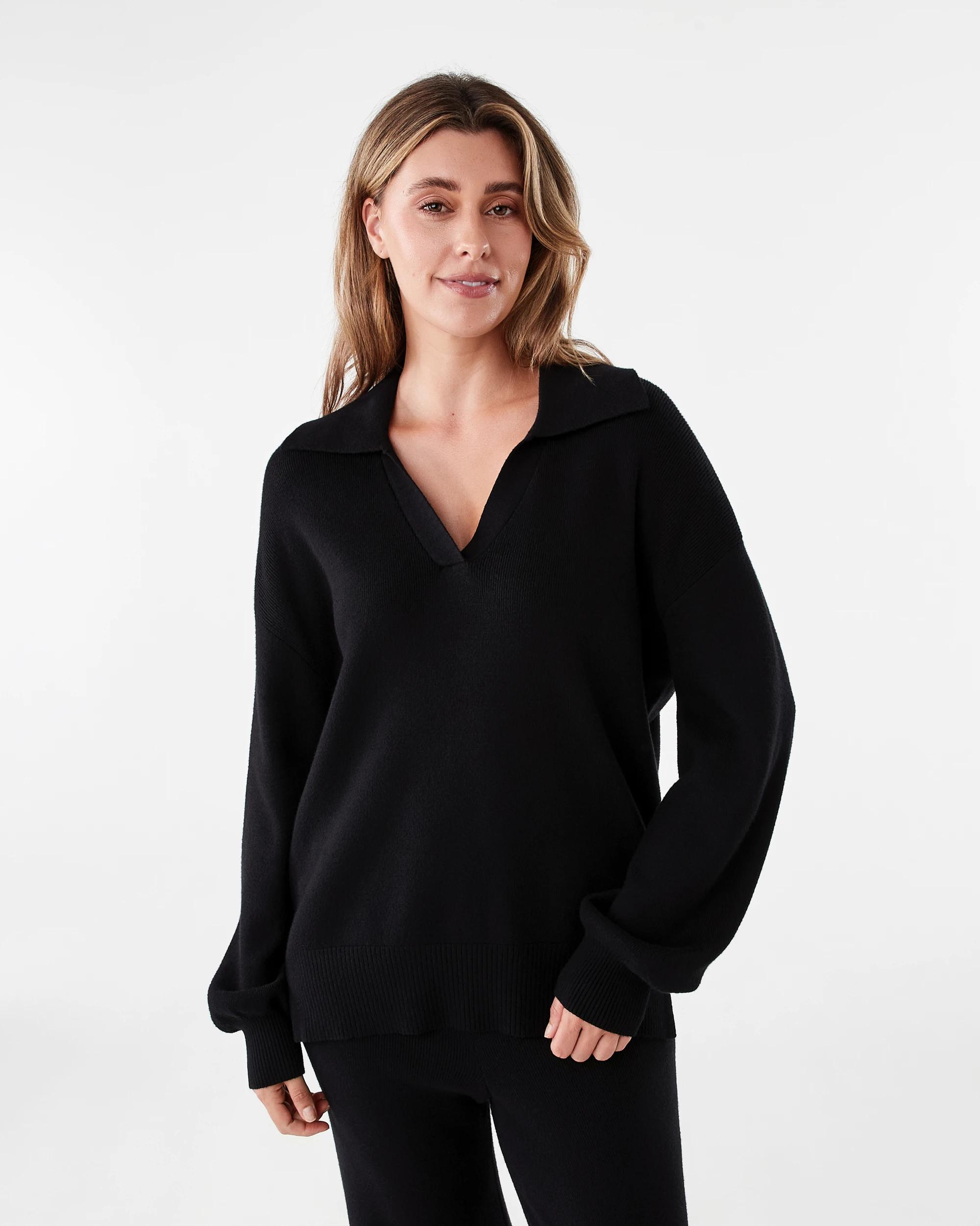 1 Compact Polo Jumper Black, 1 of 8