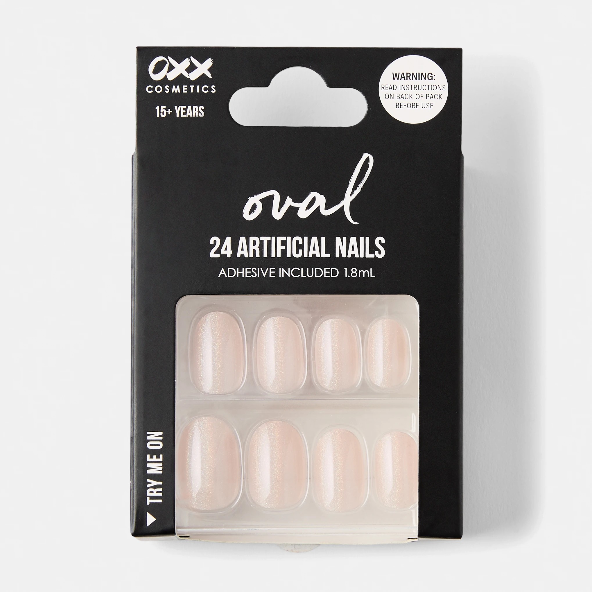 1 OXX Cosmetics 24 Pack Artificial Nails with Adhesive - Oval Shape, Pearl Glaze, 1 of 5