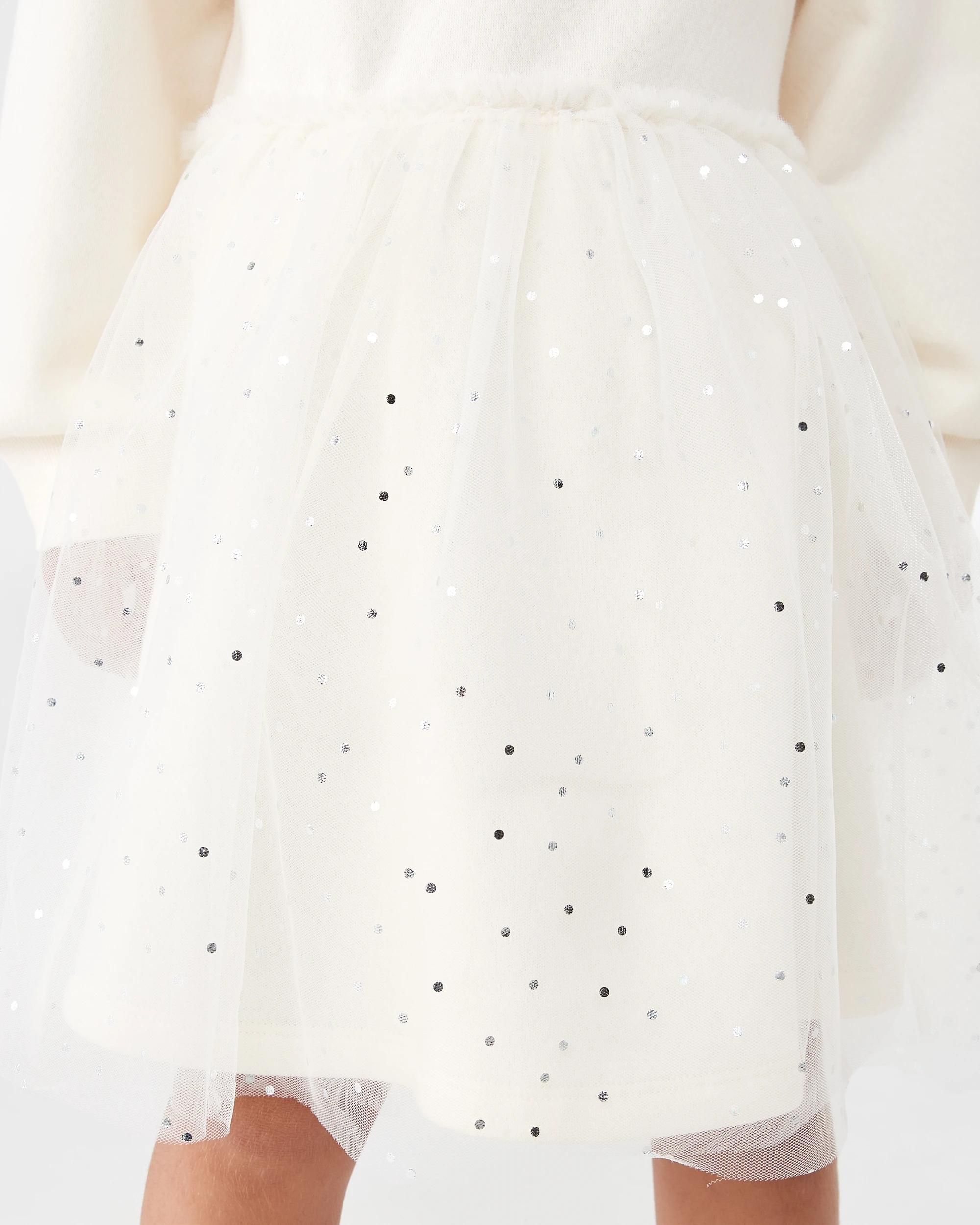 6 Long Sleeve Fleece Tutu Dress Bge Cherry, 6 of 8