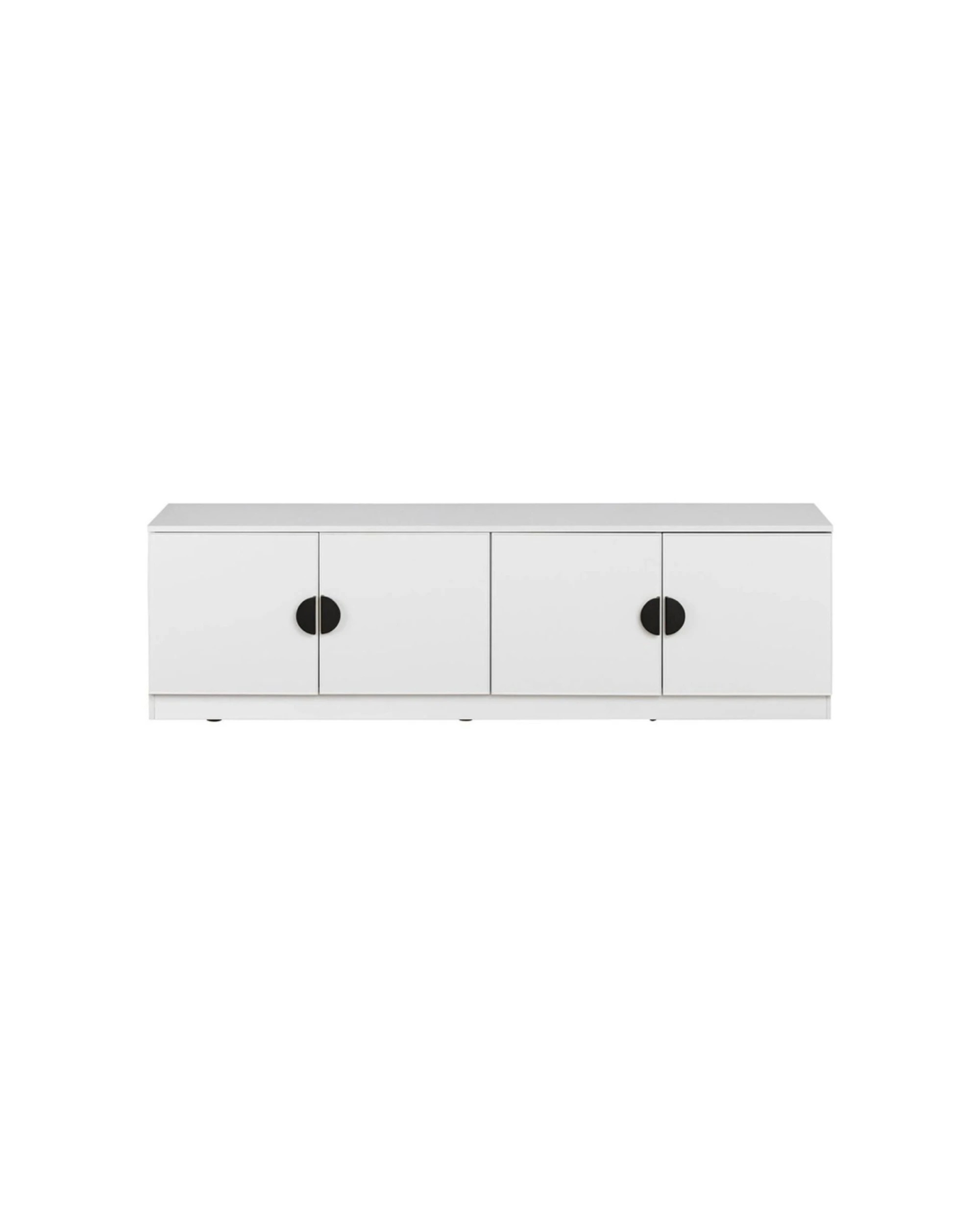 1 European Cabinetry Bucharest Slim Panel TV Unit Half Moon Handle - White, 1 of 4