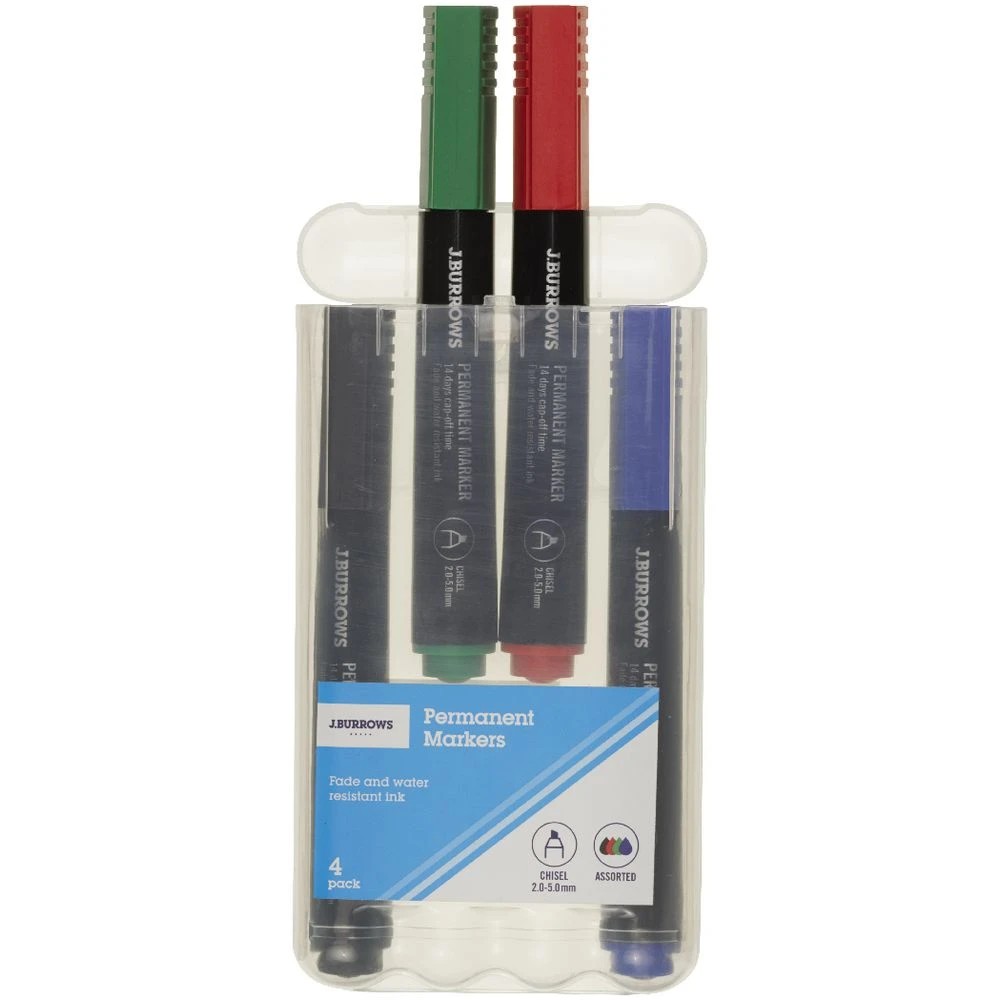 2 J.Burrows Permanent Markers Chisel Assorted 4 Pack, 2 of 3
