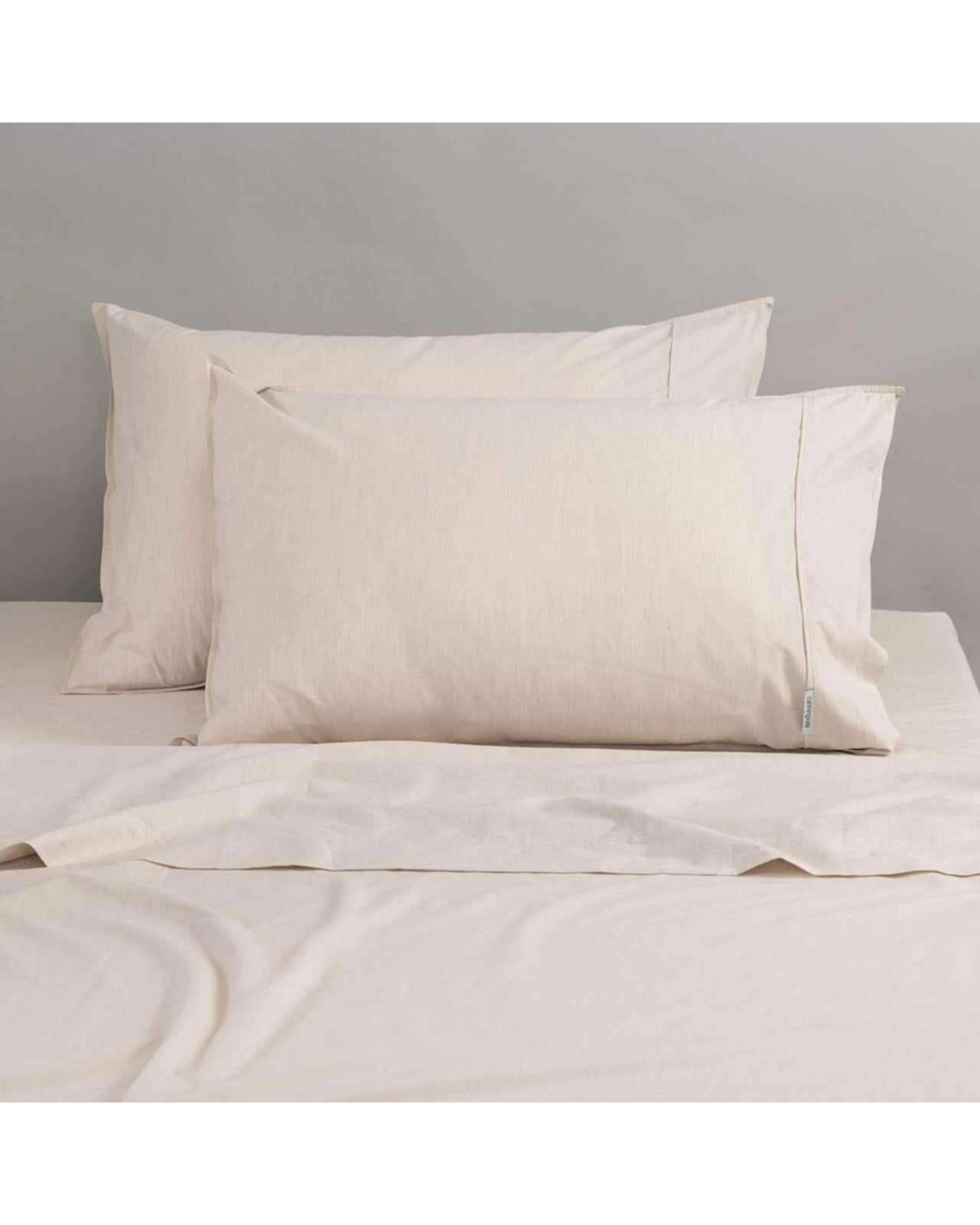1 Canningvale Vintage Softwash 100 Percent Cotton Oatmeal MElange Sheet Set - King Single Bed - Beige, 1 of 4