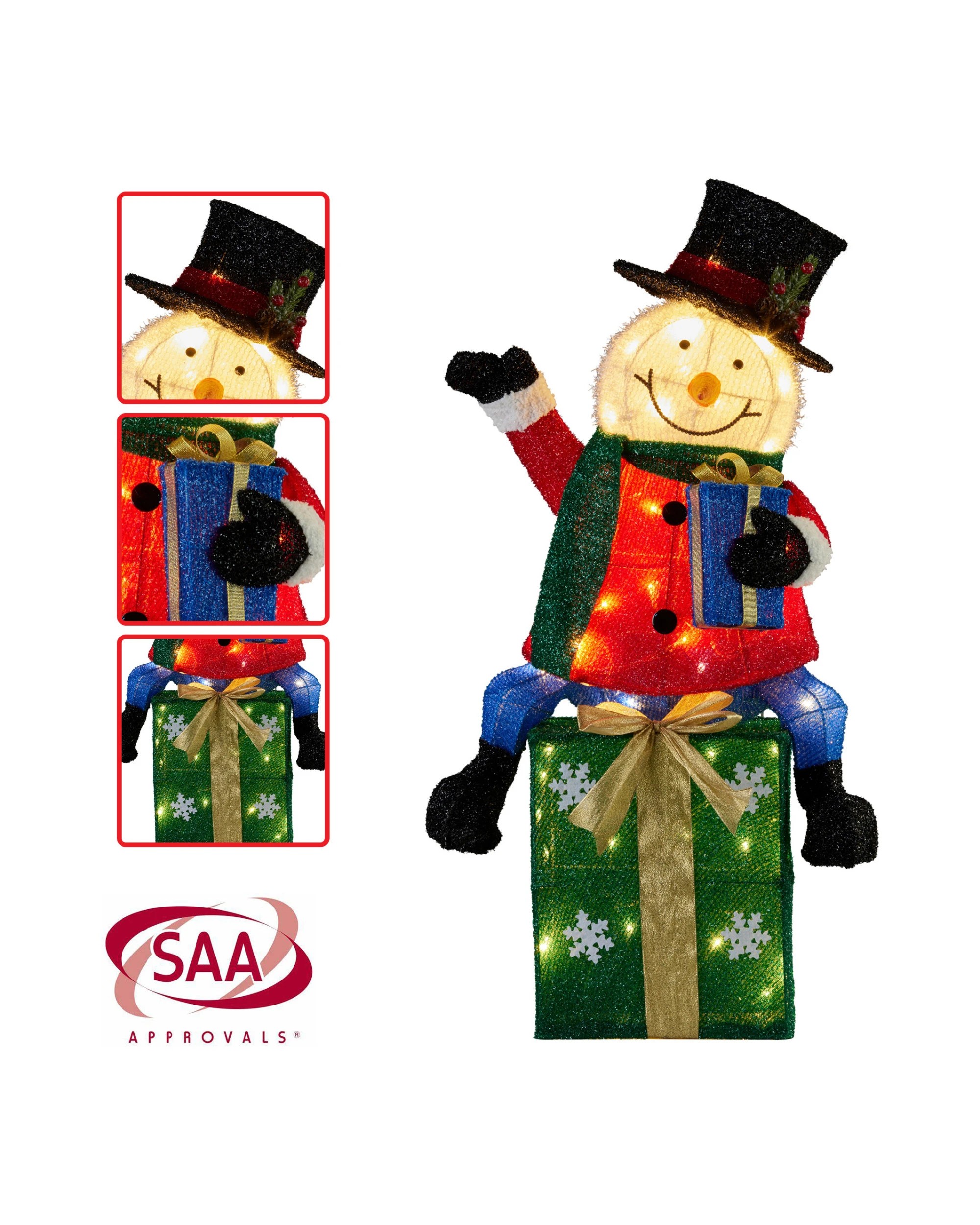 5 Christabelle 85cm Christmas Snowman On Presents Display With Lights, 5 of 9