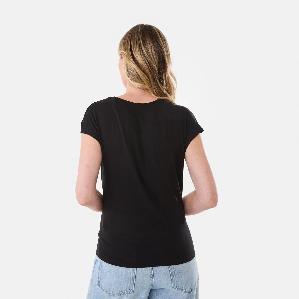 3 Short Sleeve Pleat Detail Top Black, 3 of 5