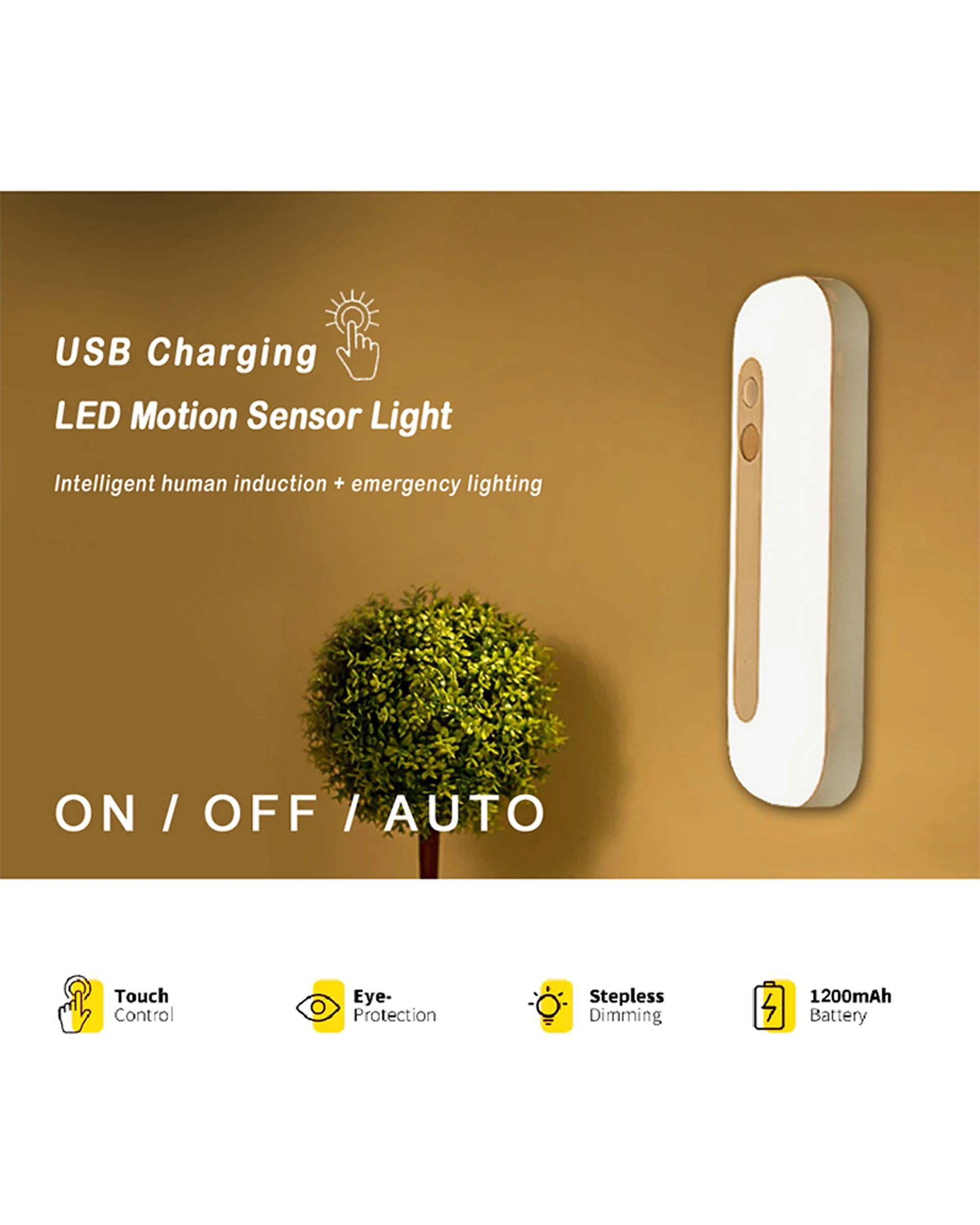 2 Sansai LED Magnetic Motion Sensor Light 3000mAh Rechargeable Cool 18cm - White, 2 of 5