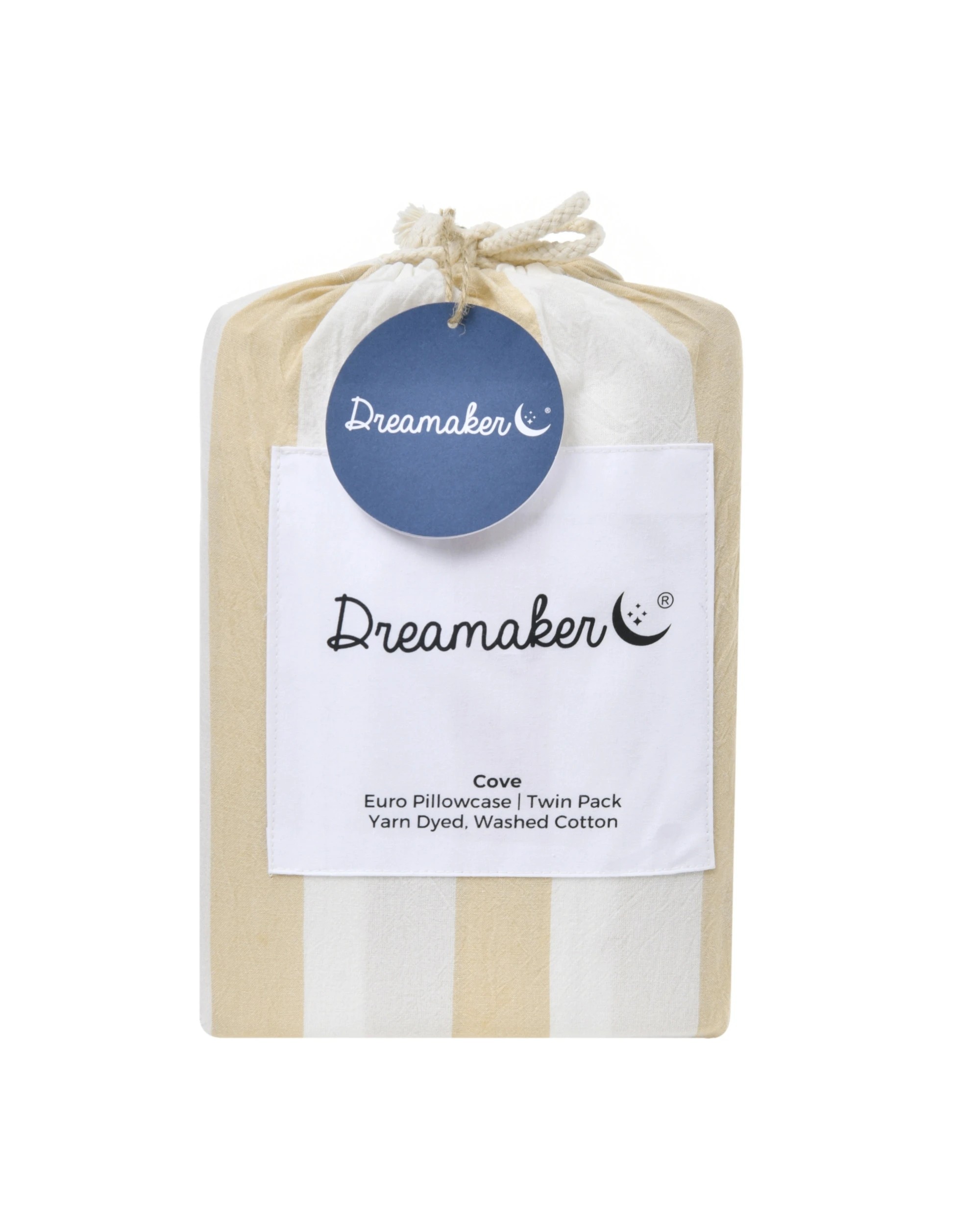 5 Dreamaker Twin Pack Cove Yarn Dyed Washed Cotton Striped Standard Pillowcase - Sand, 5 of 6