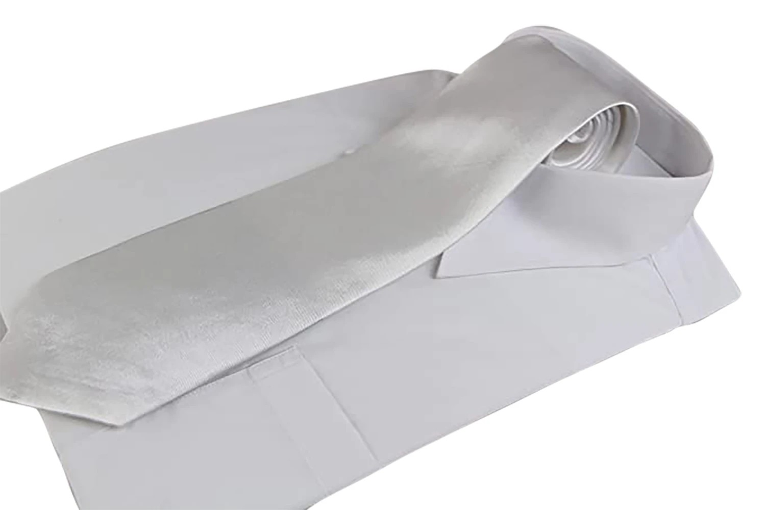 5 Zasel Mens White Classic 10cm Plain Neck Tie - White, 5 of 5