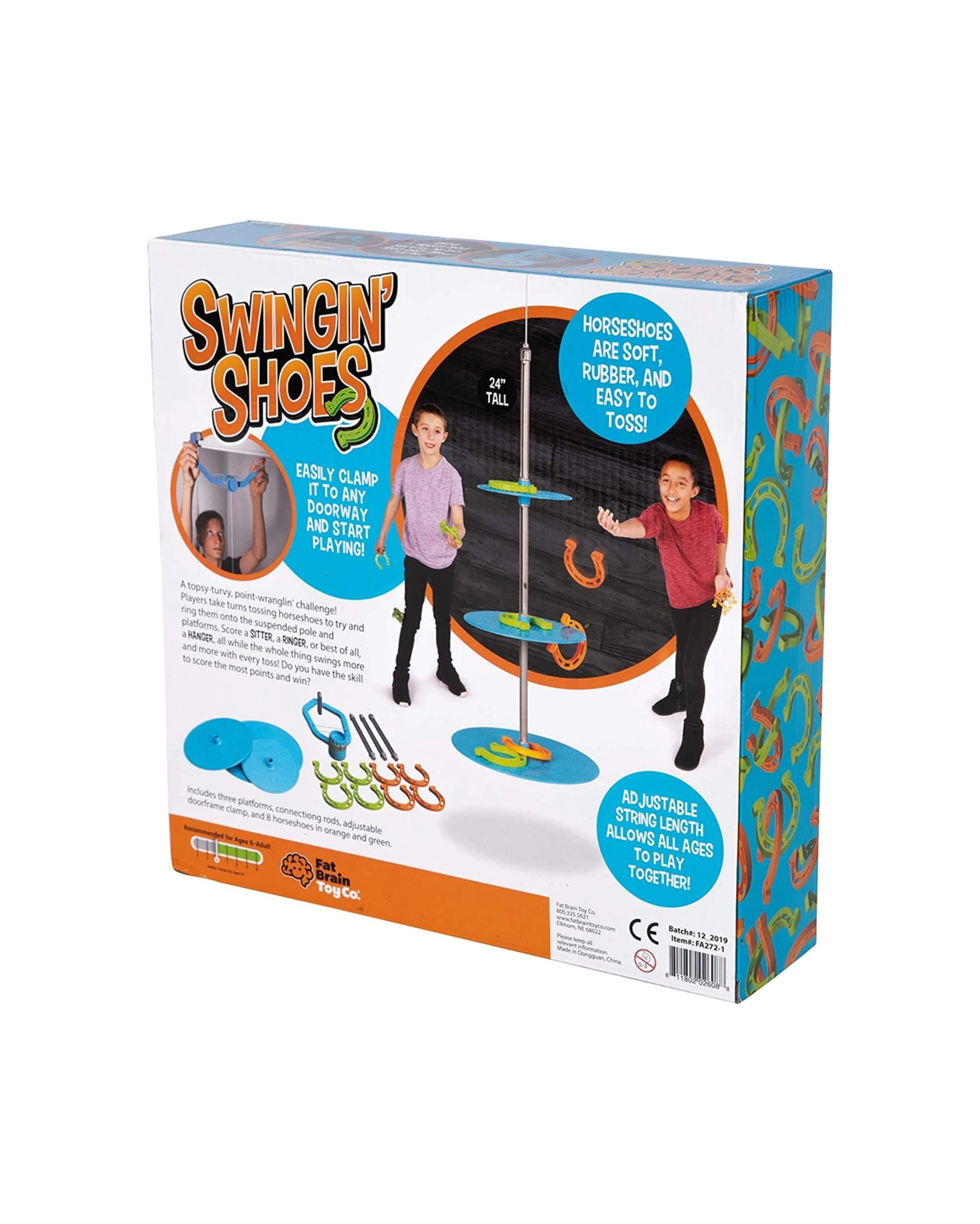 6 Fat Brain Toy Co. Swingin Shoes Toss Horseshoes Suspended Pole Kids Play Game - Multi, 6 of 6