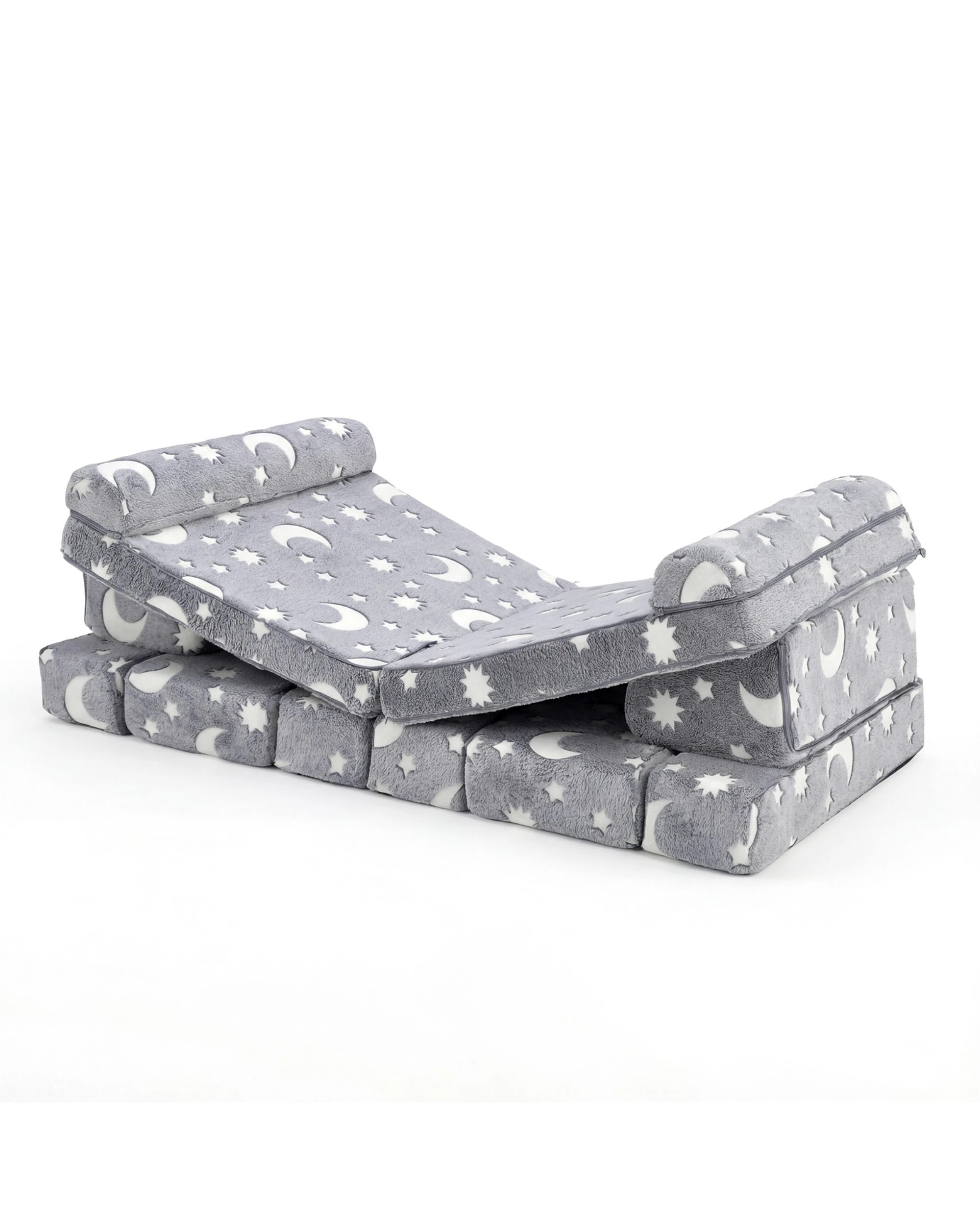 9 ADVWIN 10pcs Kids Modular Sofa Convertible Play Couch Children Sectional Sofa Floor Cushion - Grey, 9 of 10