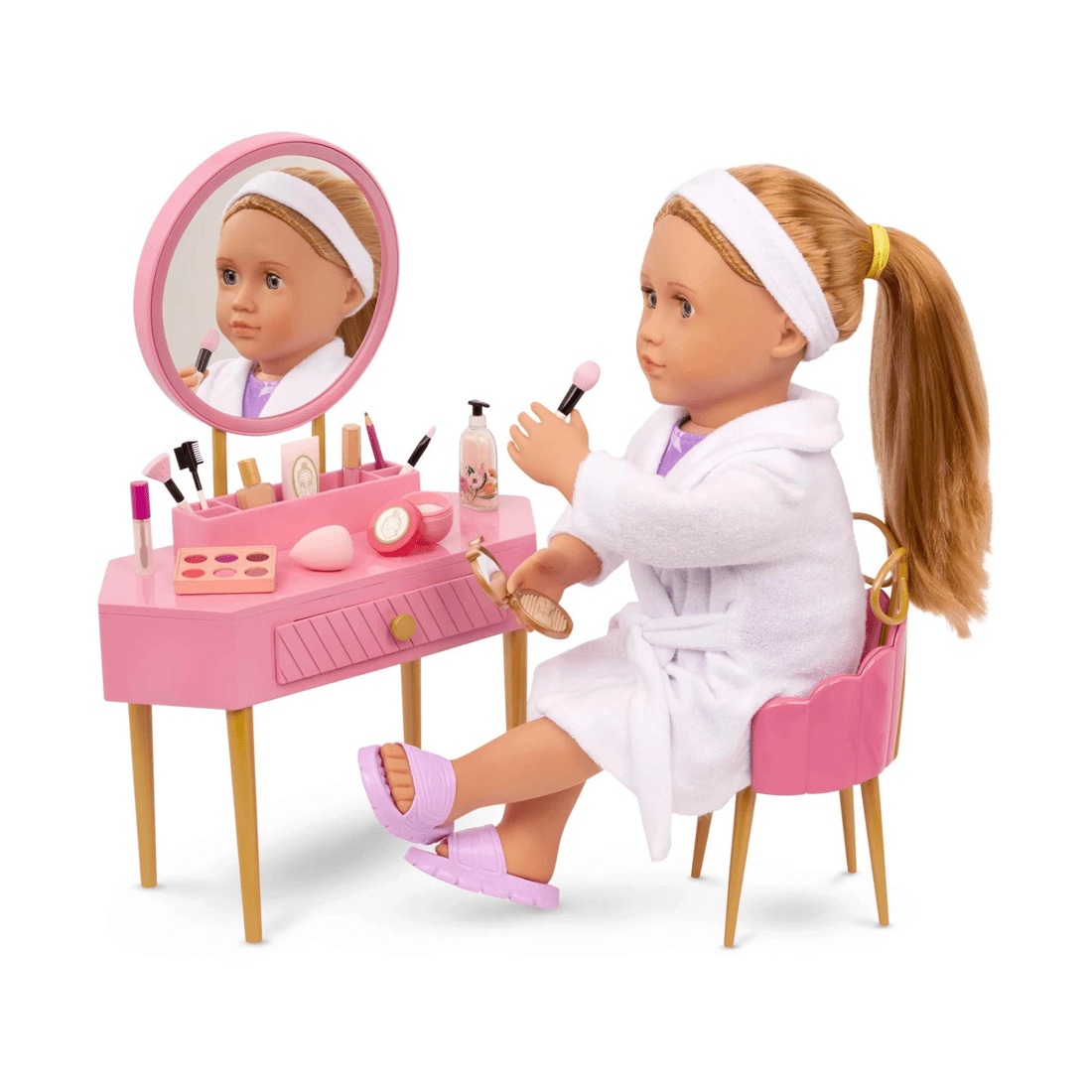 2 Our Generation Fabulous Fun Vanity Set Pink Vanity Table & Accessories for 18-inch Dolls - Multi, 2 of 9