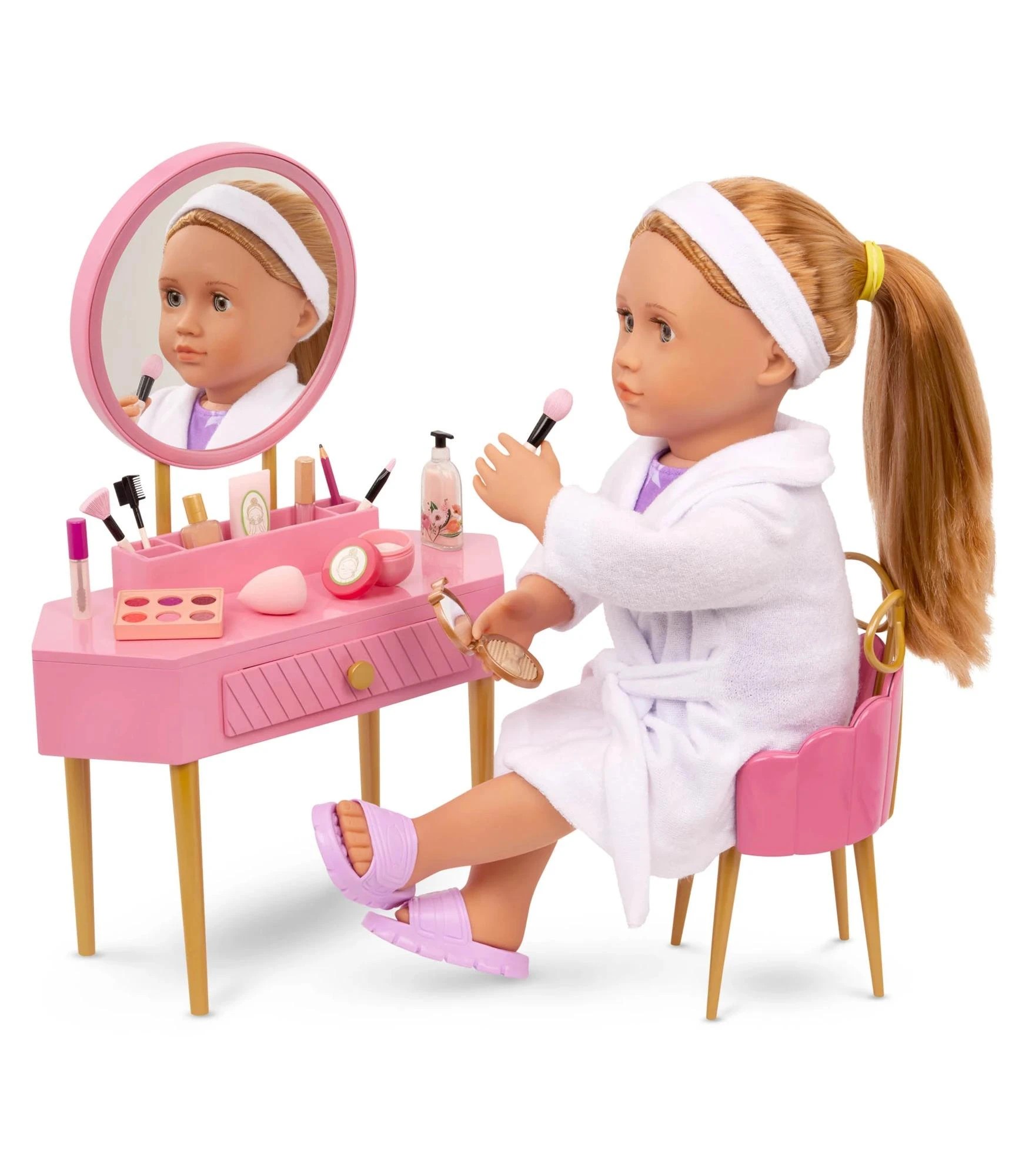 2 Our Generation Fabulous Fun Vanity Set Pink Vanity Table & Accessories for 18-inch Dolls - Multi, 2 of 9