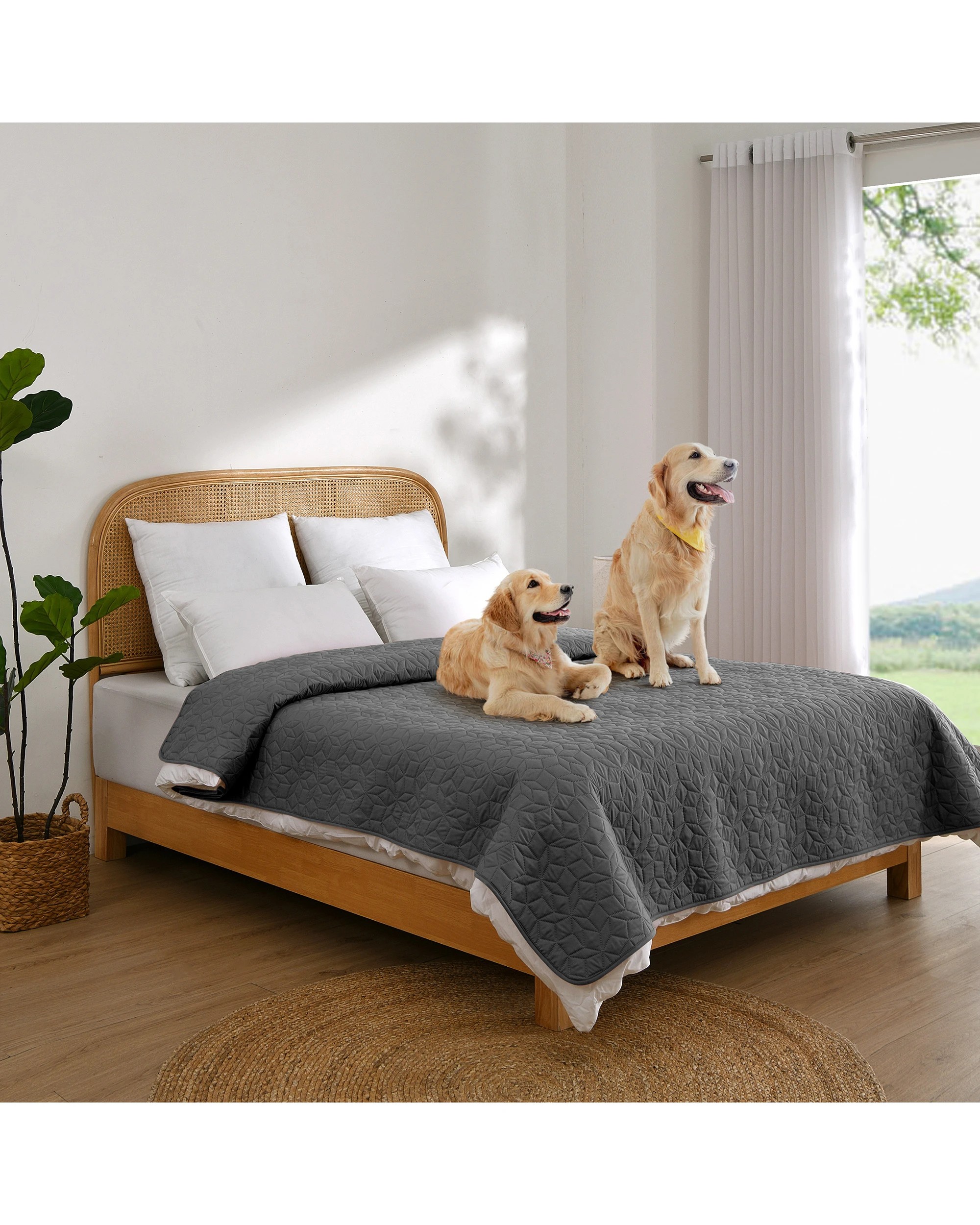 1 Charlie's Sofur Waterproof Dog Bed Cover Protector King/Super King 208x305cm - King/Super King Bed - Charcoal, 1 of 10