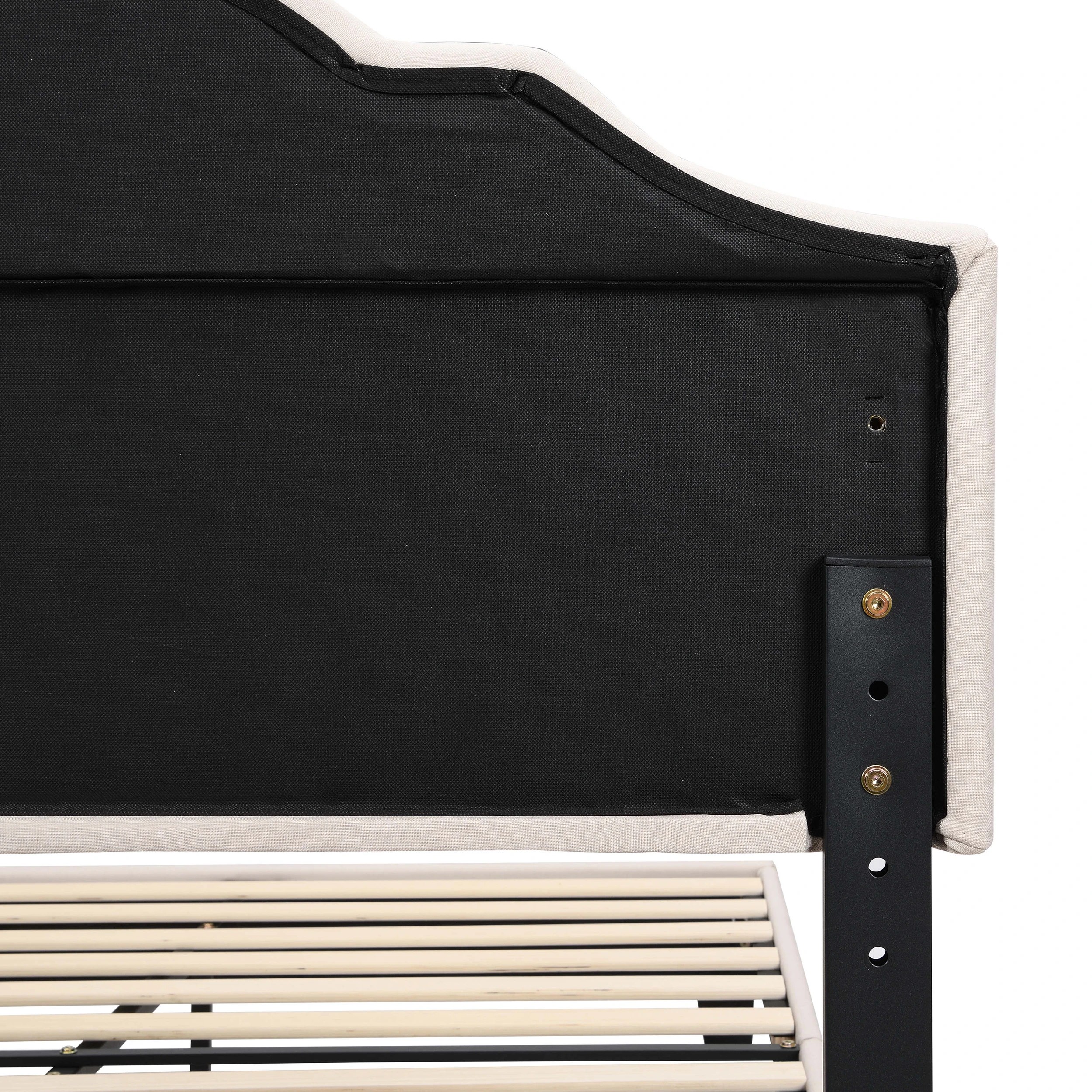 7 IHOMDEC BEF02 Double Size Bed Frame - Beige - Beige, 7 of 10