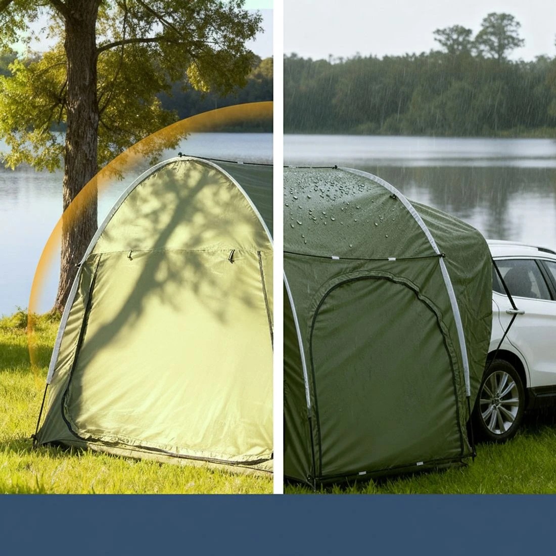 4 Weisshorn Camping Tent Car SUV Rear Hatchback Tents Canopy Portable Outdoor Family - Green, 4 of 8