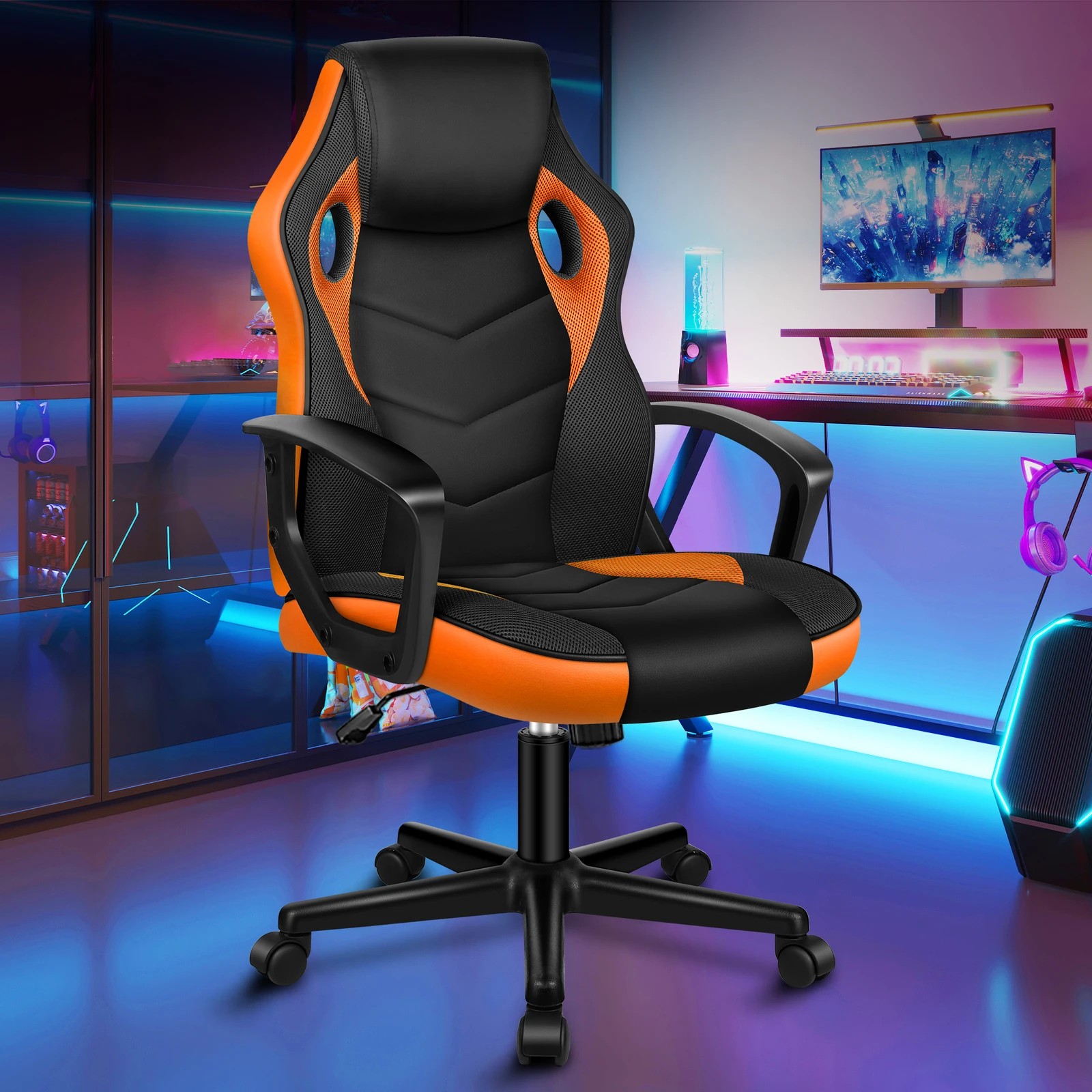 2 Alfordson Gaming Chair Racing Office Executive Computer Seat Work - Orange, 2 of 9