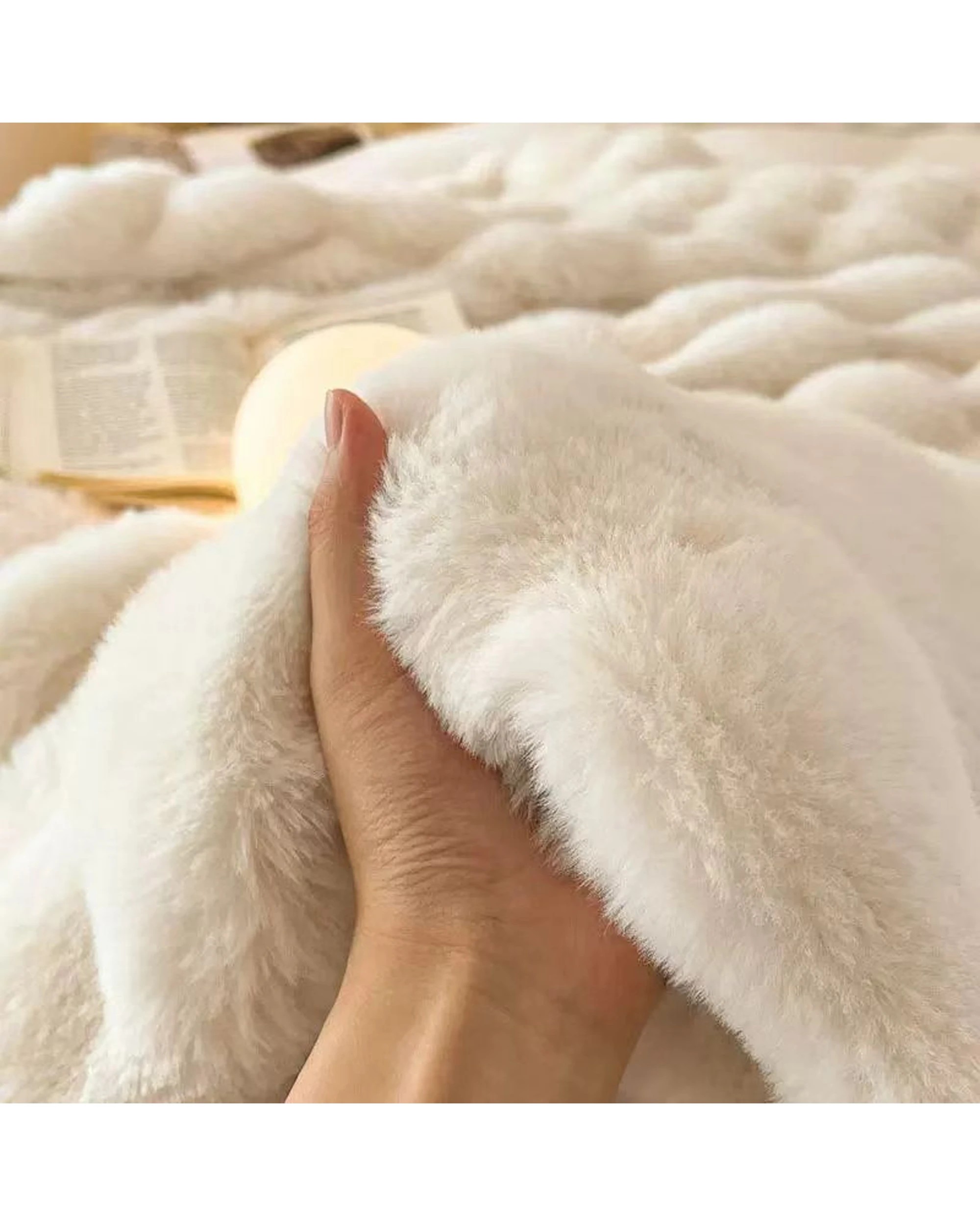 5 Cotton More Super Soft Large Faux Fur Winter Blanket Throw 200x230cm - White, 5 of 6