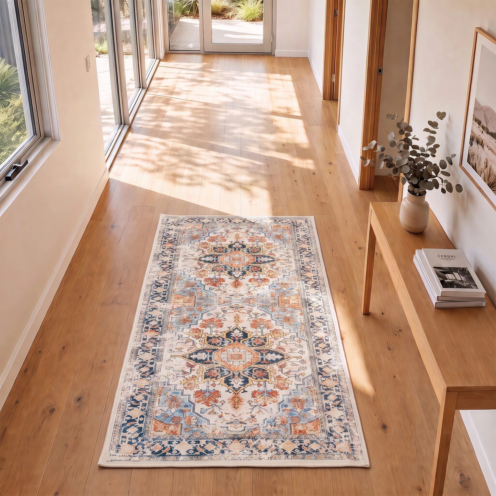 9 Artiss 60 x 120 cm Hallway Runner Rugs for Living Room 0.5cm Washable Non-Slip - Orange, 9 of 10