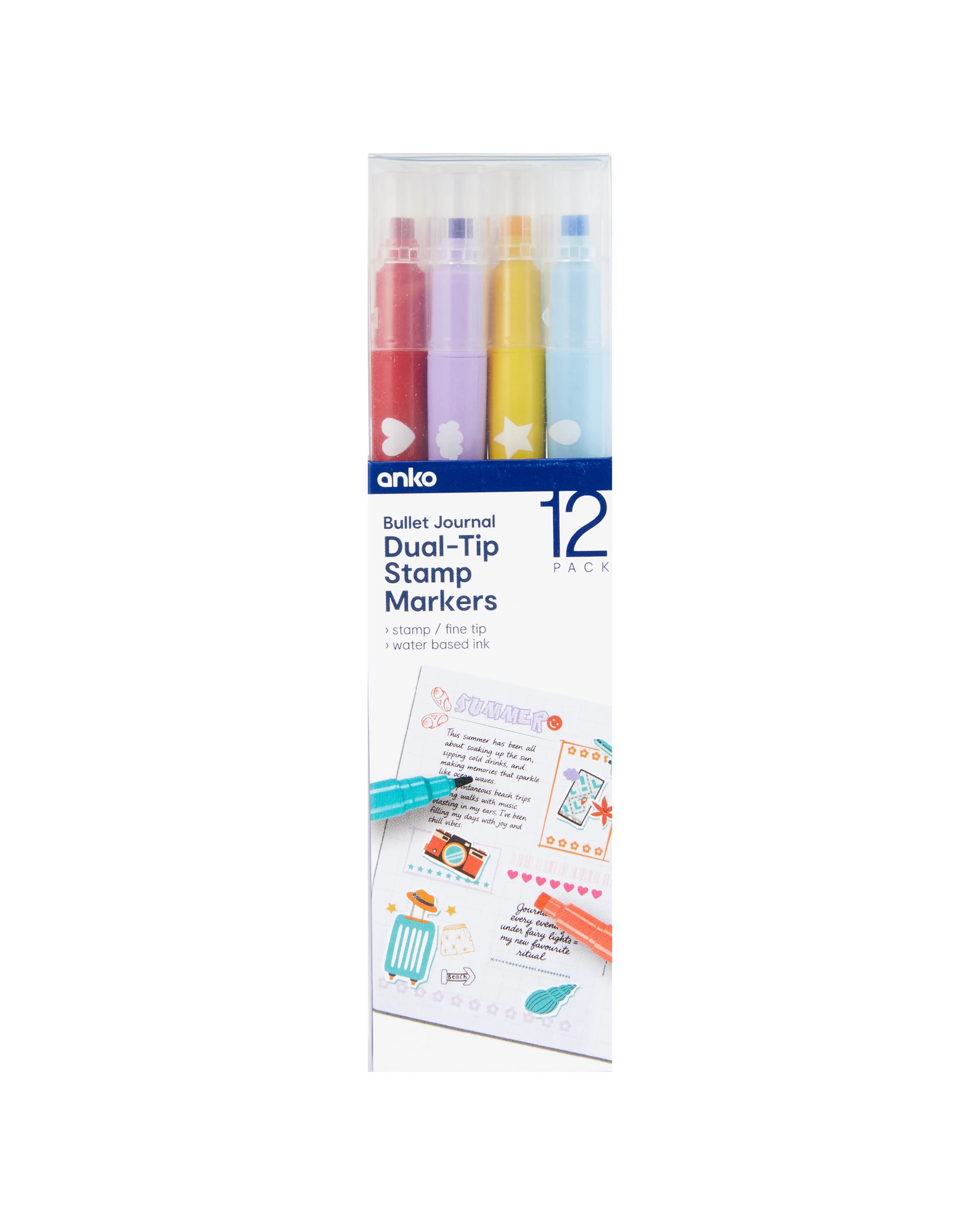 1 12 Pack Bullet Journal Dual-Tip Markers, 1 of 9