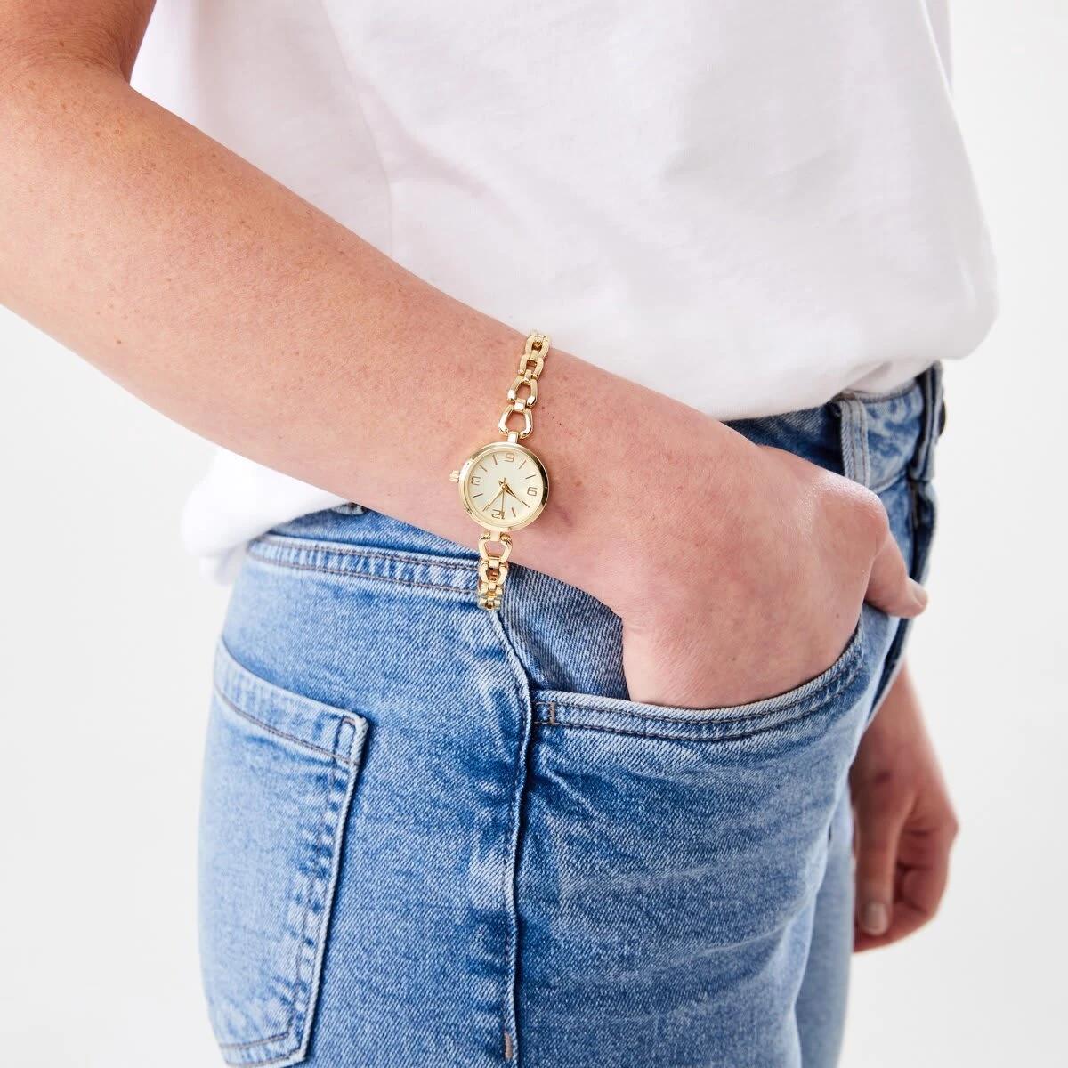 4 Womens Round Dainty Chain Watch - Gold Tone Gold, 4 of 6