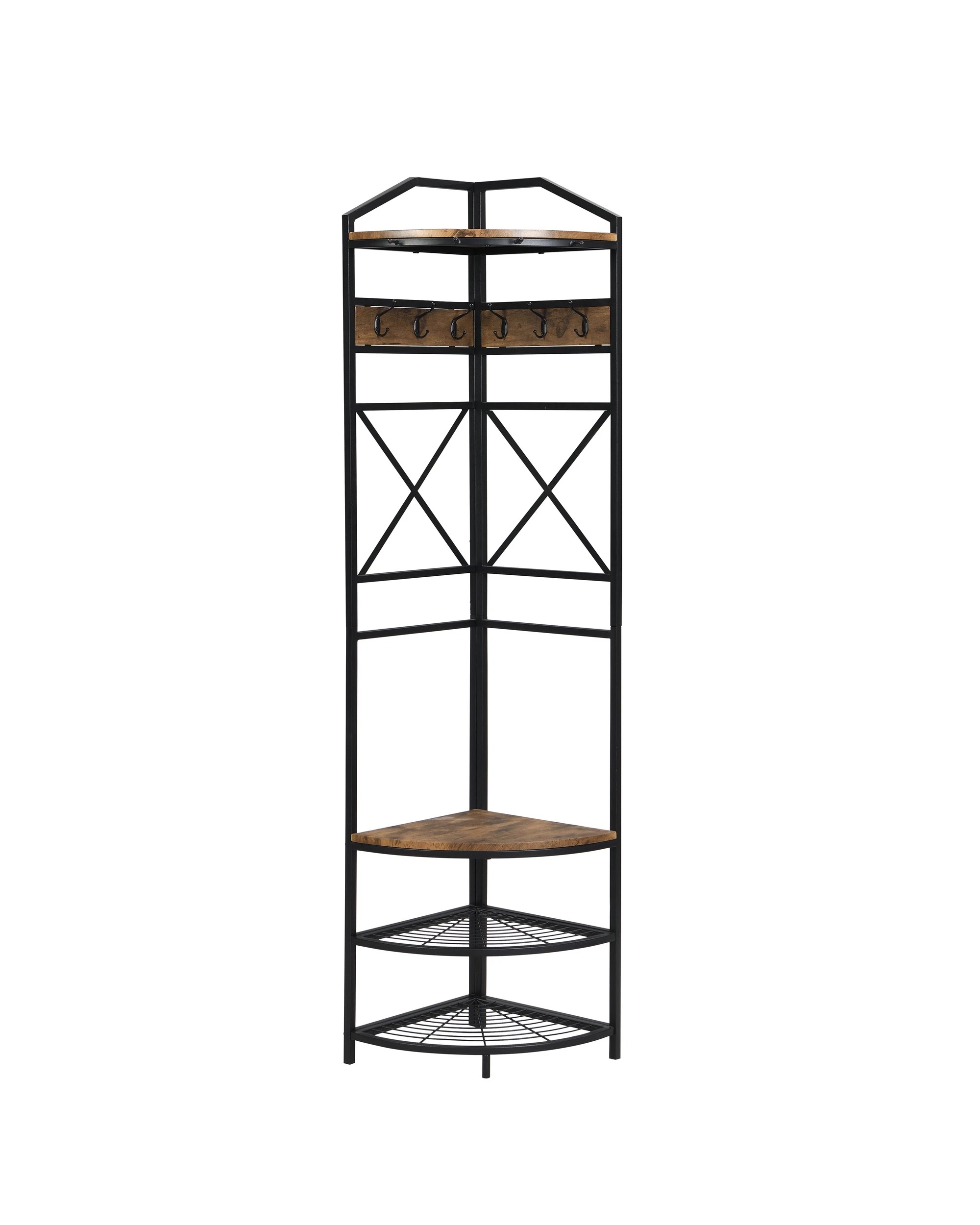 1 IHOMDEC Corner Hall Tree - Brown, 1 of 10