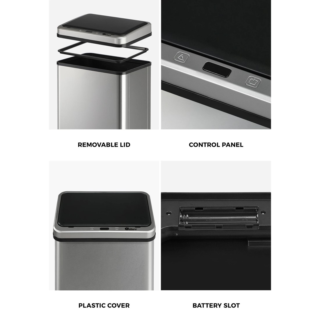 5 Oikiture 40l Motion Sensor Rubbish Bin
 - Silver, 5 of 10