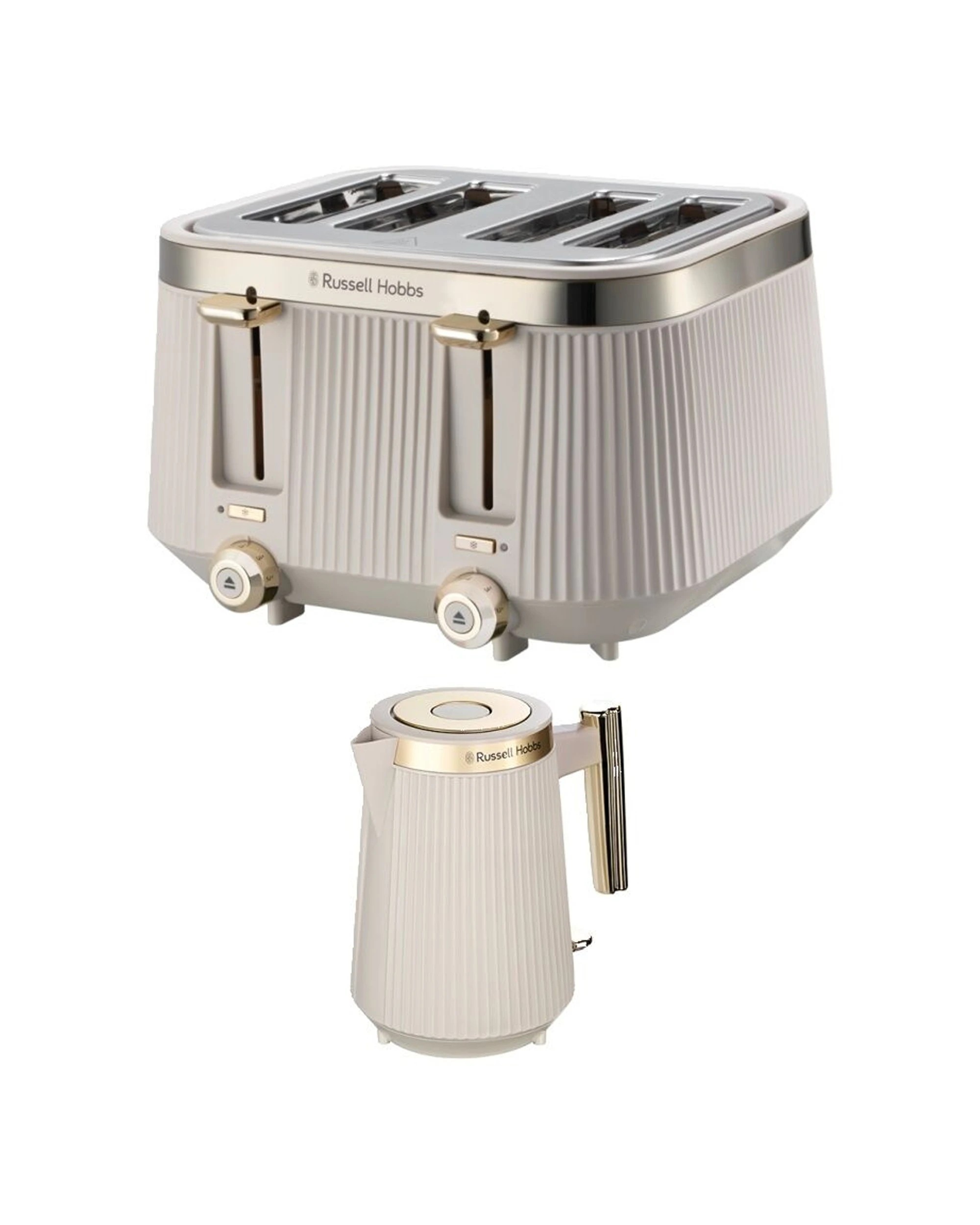 1 Russell Hobbs Bronte Kettle & 4 Slice Bread Toaster Stone Matt Finish - Natural, 1 of 1